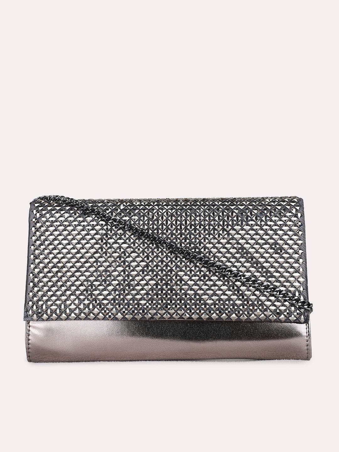 Womens Metallic Fashion Bags With Magnet Lock For Party Use