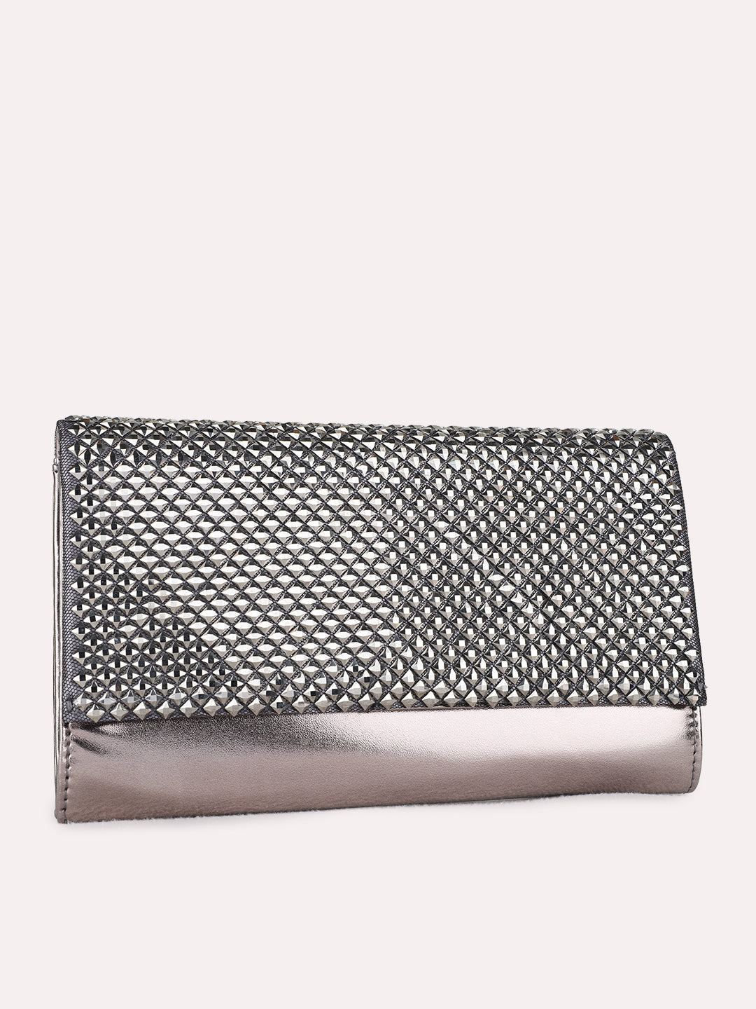 Womens Metallic Fashion Bags With Magnet Lock For Party Use