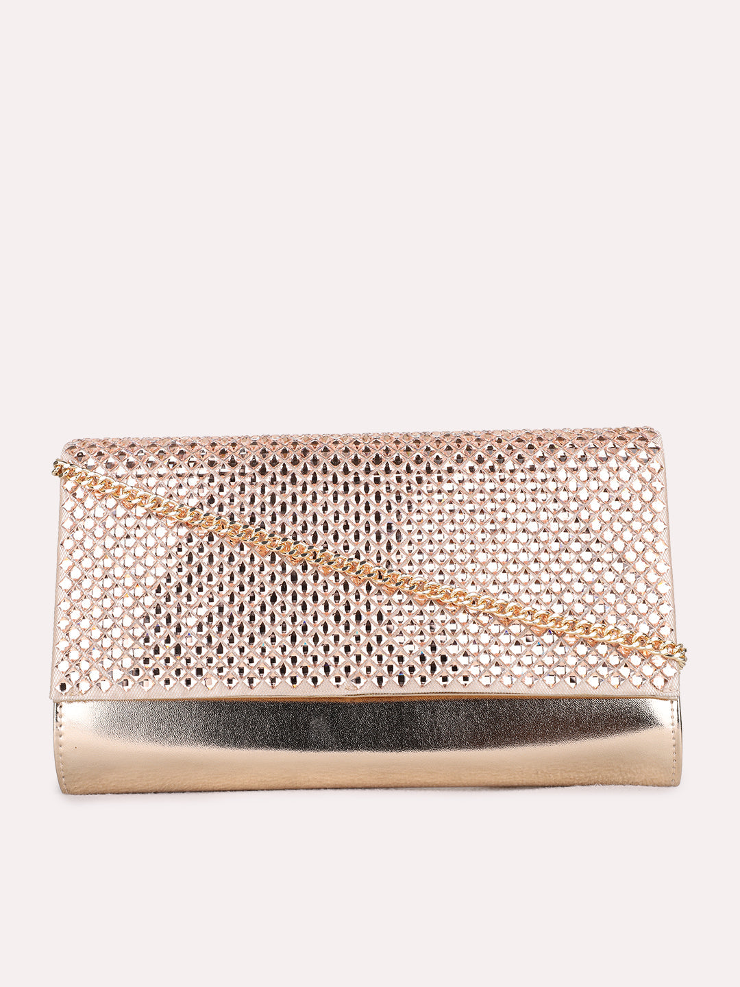 Womens Rose Gold Fashion Bags With Magnet Lock For Party Use