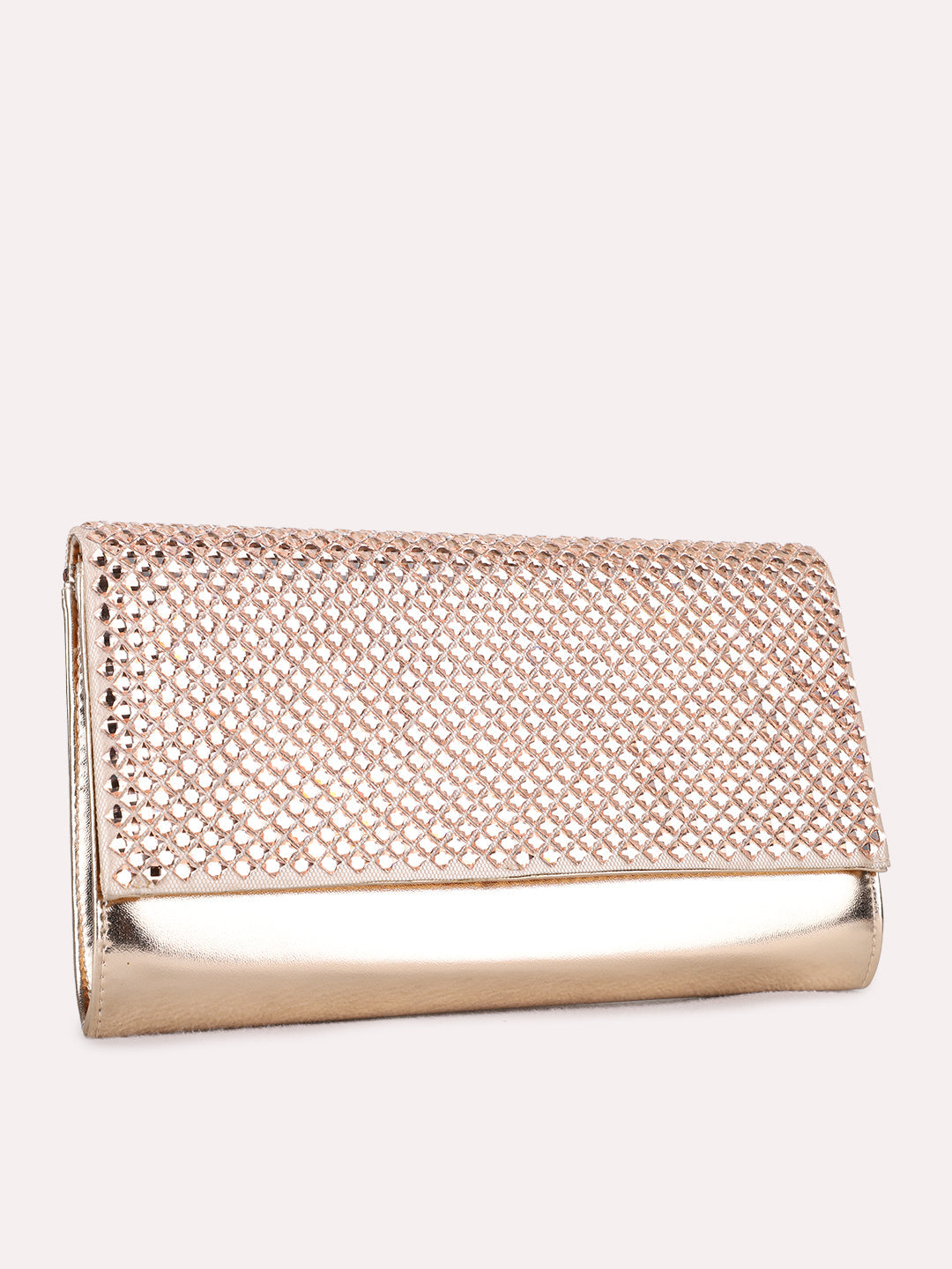 Womens Rose Gold Fashion Bags With Magnet Lock For Party Use