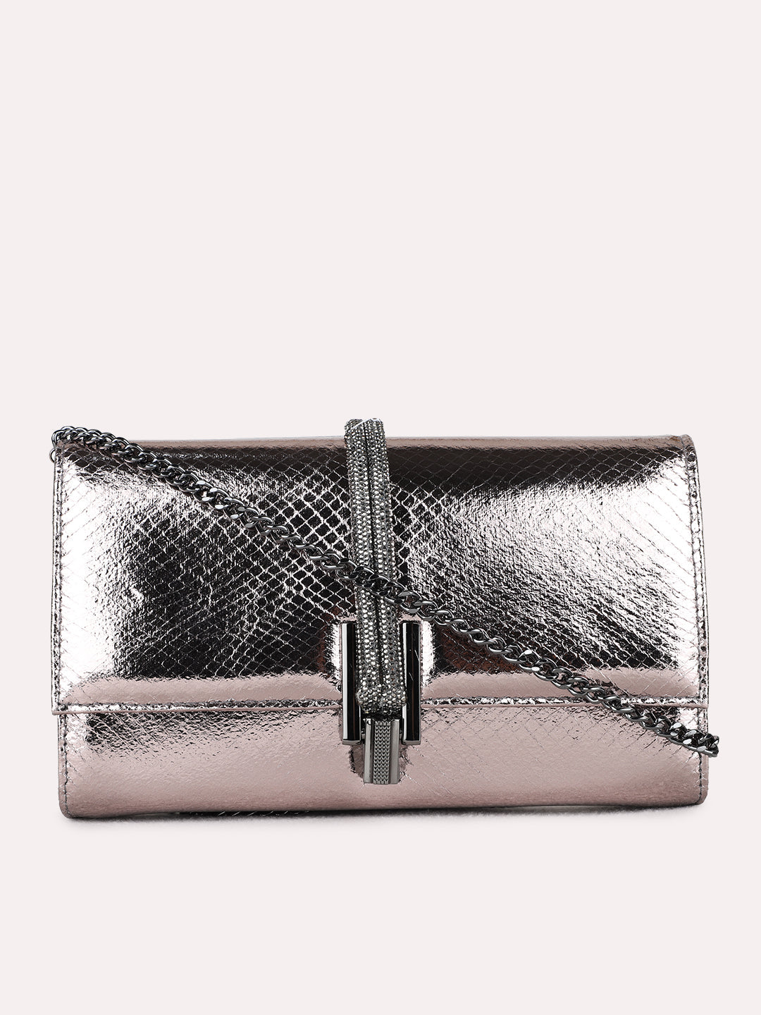 Womens Metallic Fashion Bags With Twist Lock For Party Use