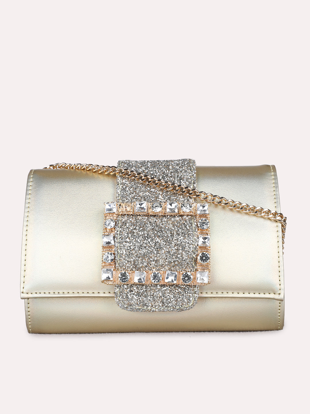 Womens Gold Fashion Bags With Magnet Lock For Party Use