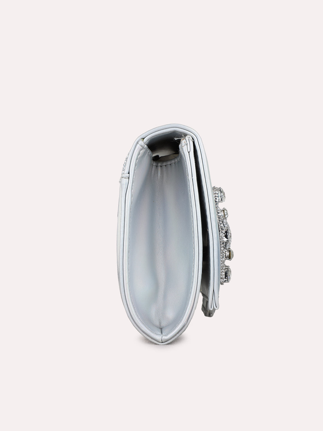 Womens Silver Fashion Bags With Magnet Lock For Party Use