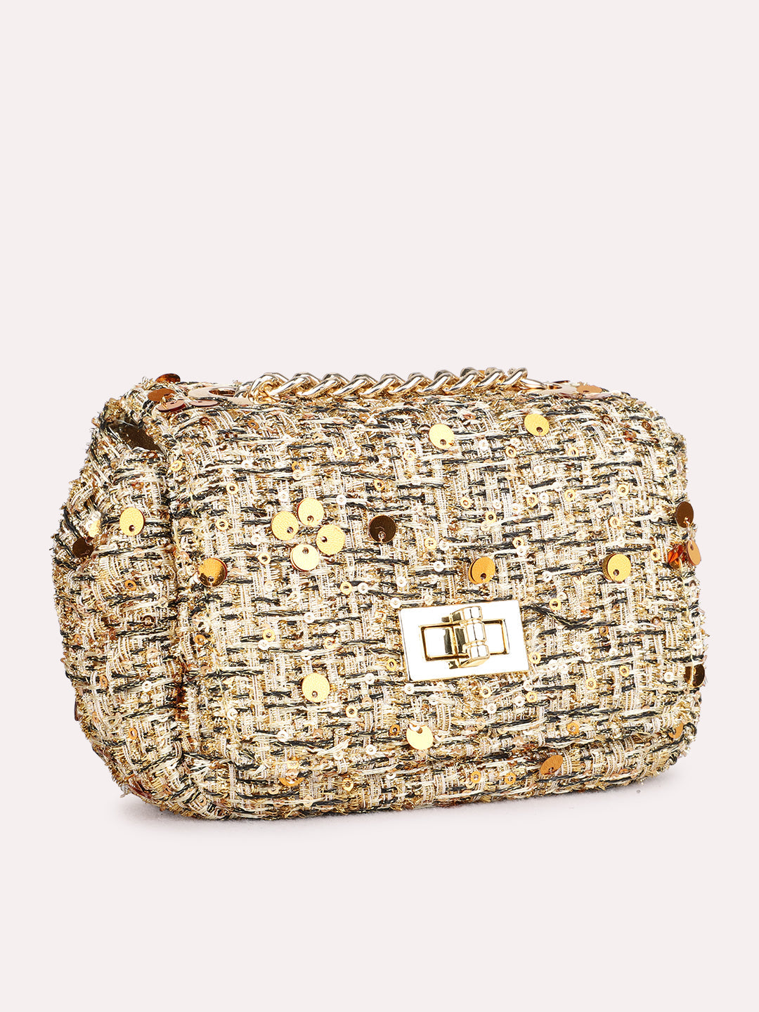 Womens Golden Clutches With Twist Lock For Party Use