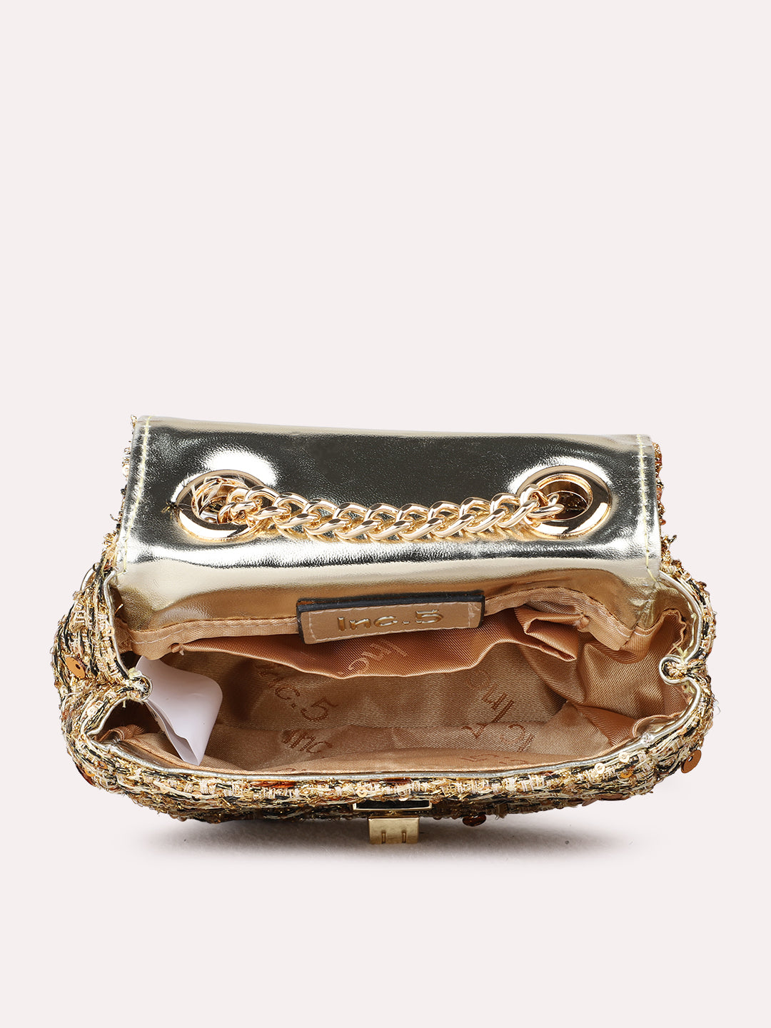 Womens Golden Clutches With Twist Lock For Party Use