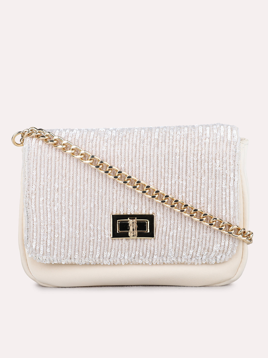 Womens Beige Clutches With Twist Lock For Party Use