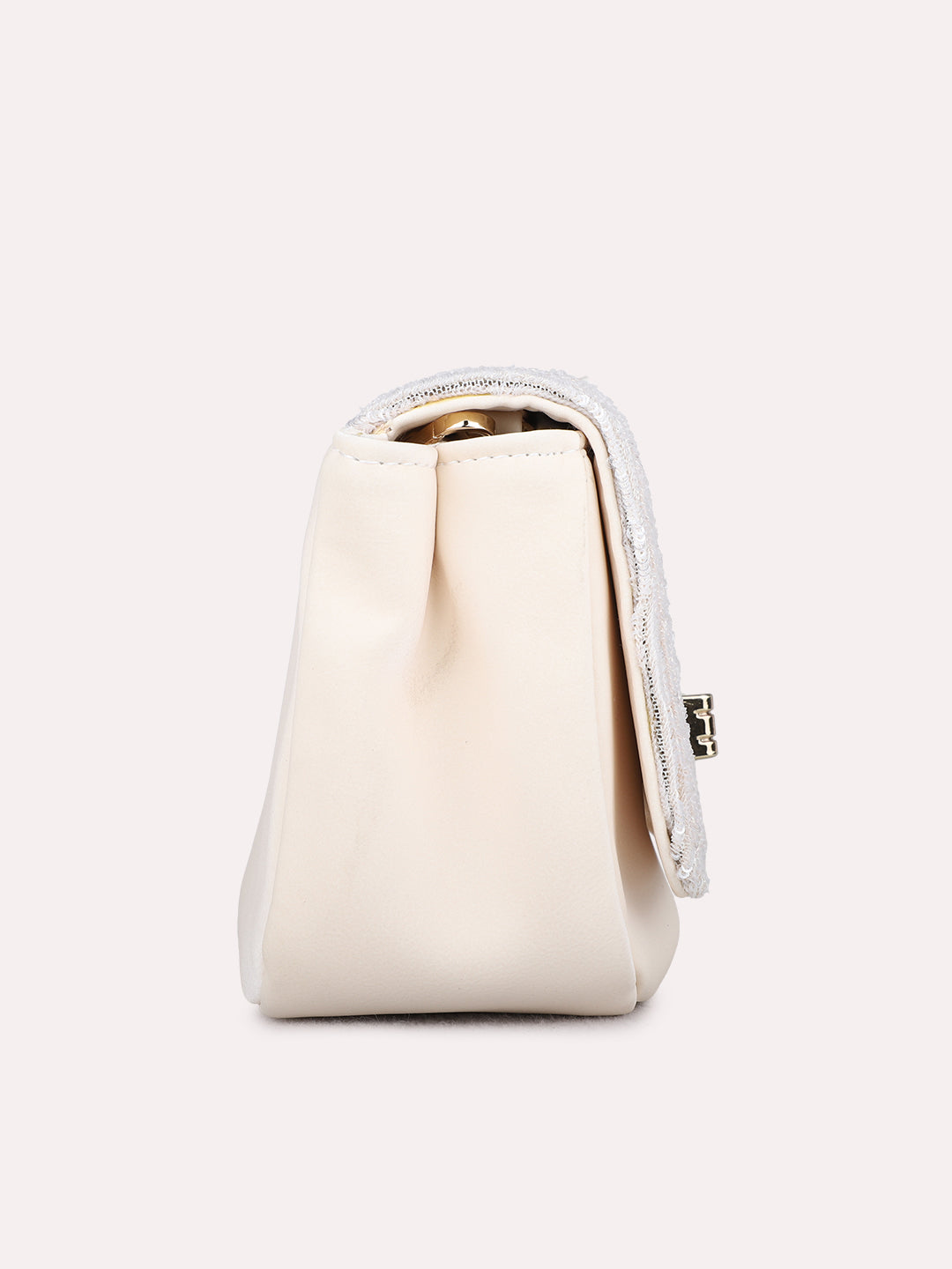 Womens Beige Clutches With Twist Lock For Party Use