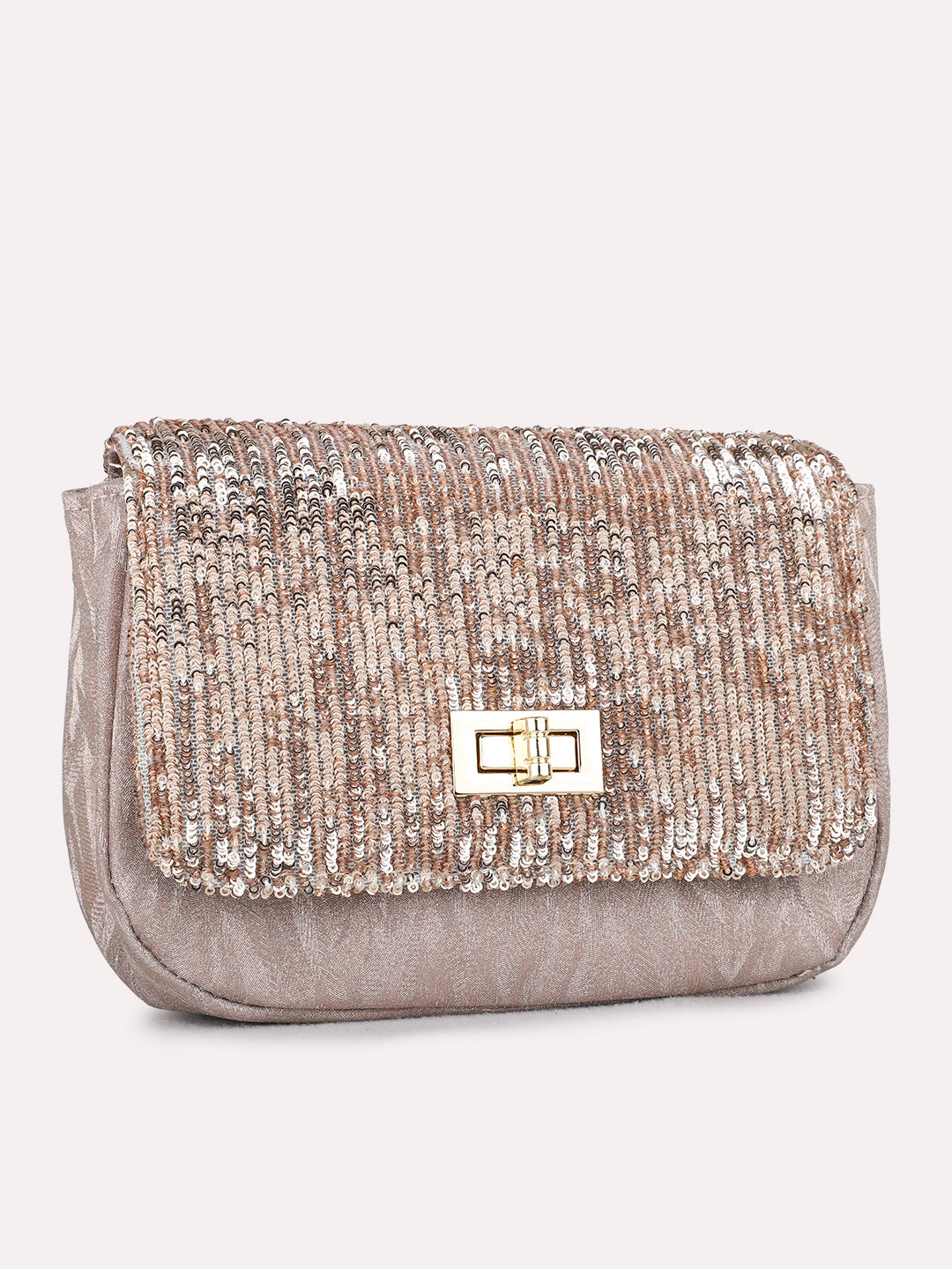 Womens Champagne Clutches With Twist Lock For Party Use