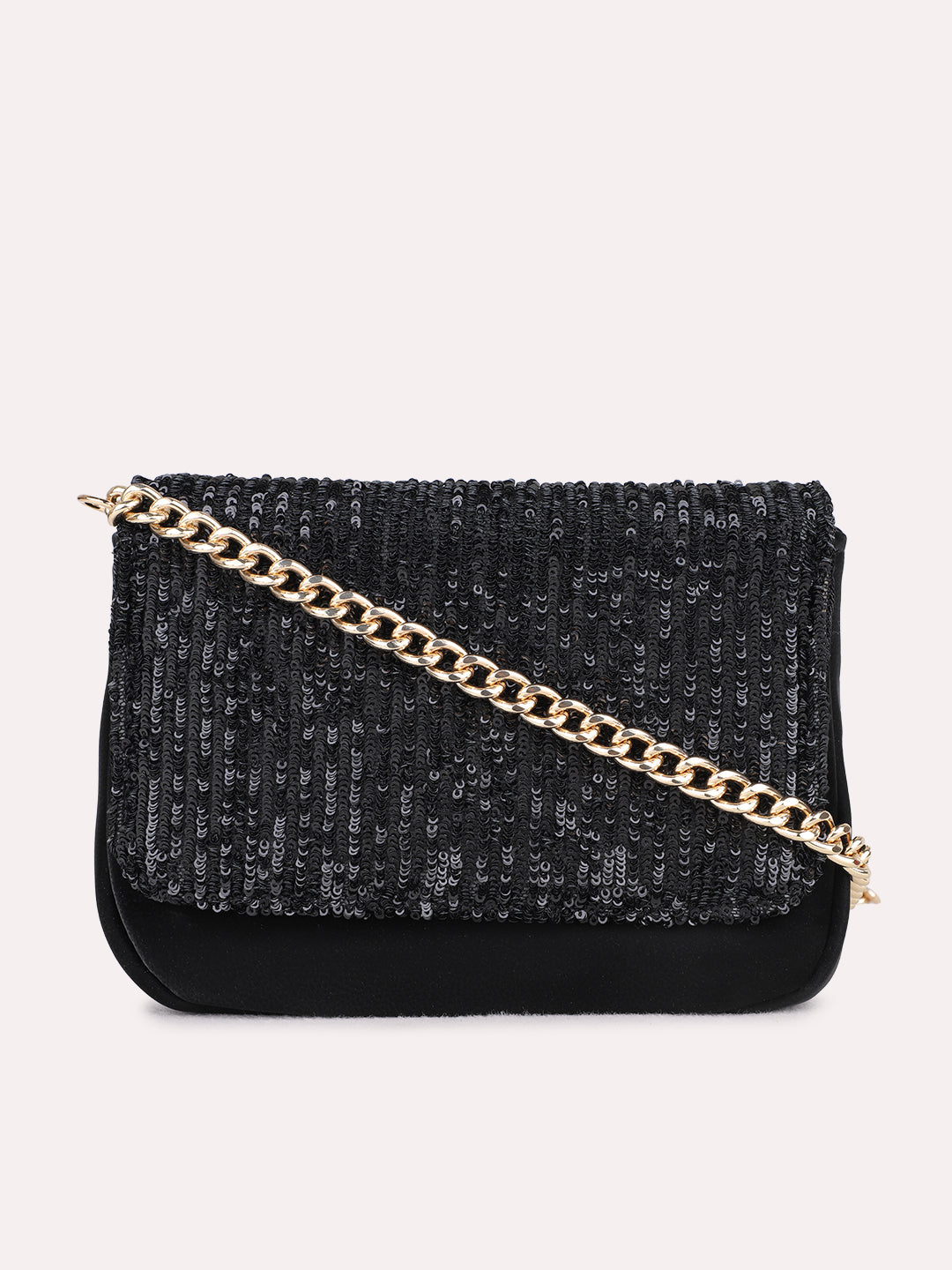 Womens Black Clutches With Magnet Lock For Party Use
