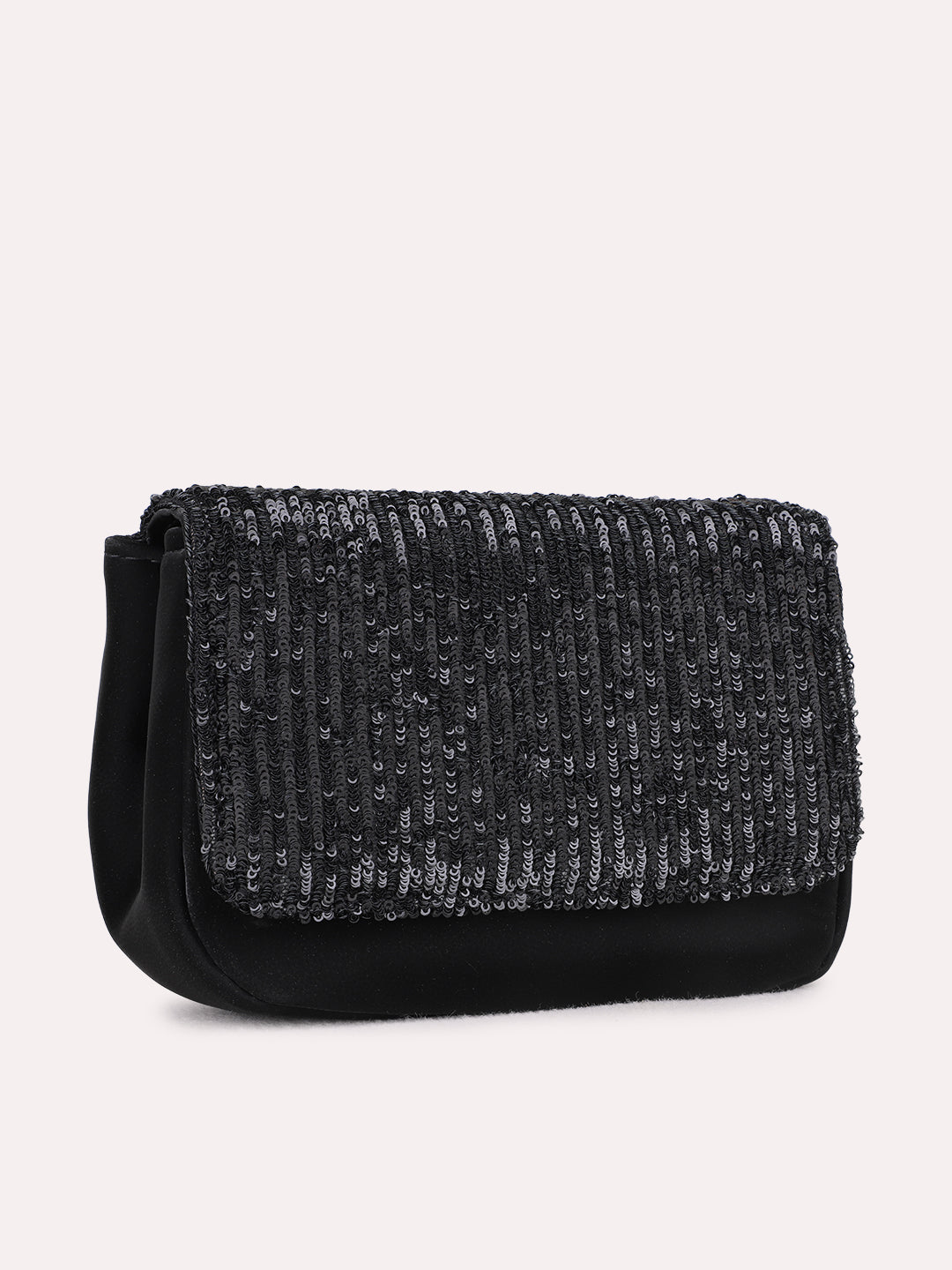 Womens Black Clutches With Magnet Lock For Party Use