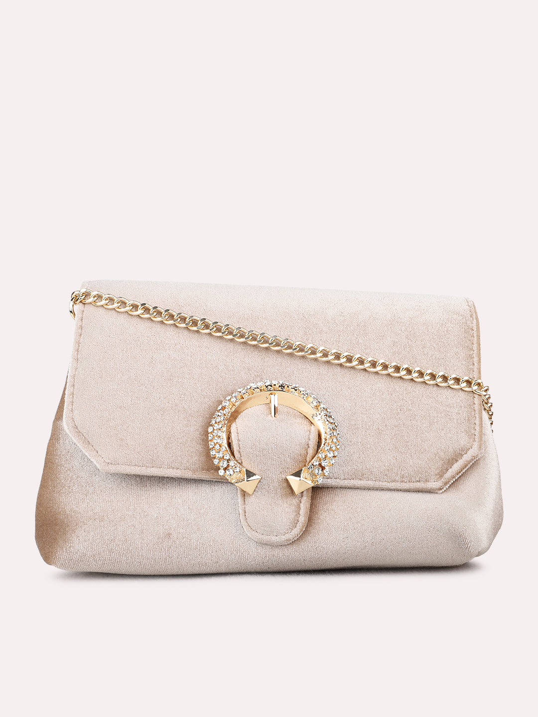 Womens Champagne Clutches With Magnet Lock For Party Use