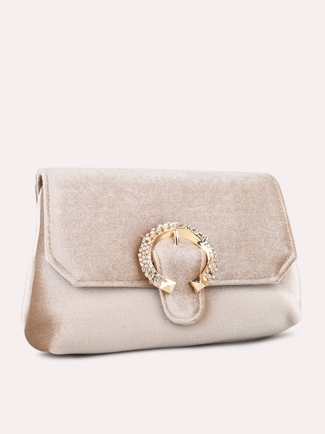 Womens Champagne Clutches With Magnet Lock For Party Use