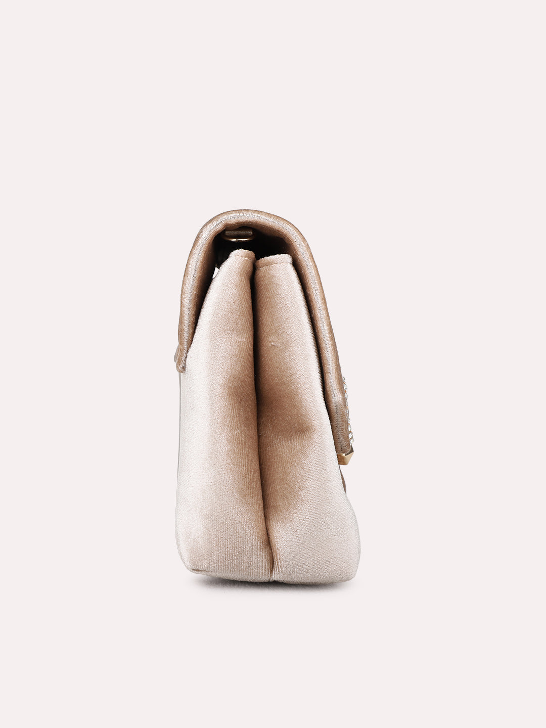 Womens Champagne Clutches With Magnet Lock For Party Use