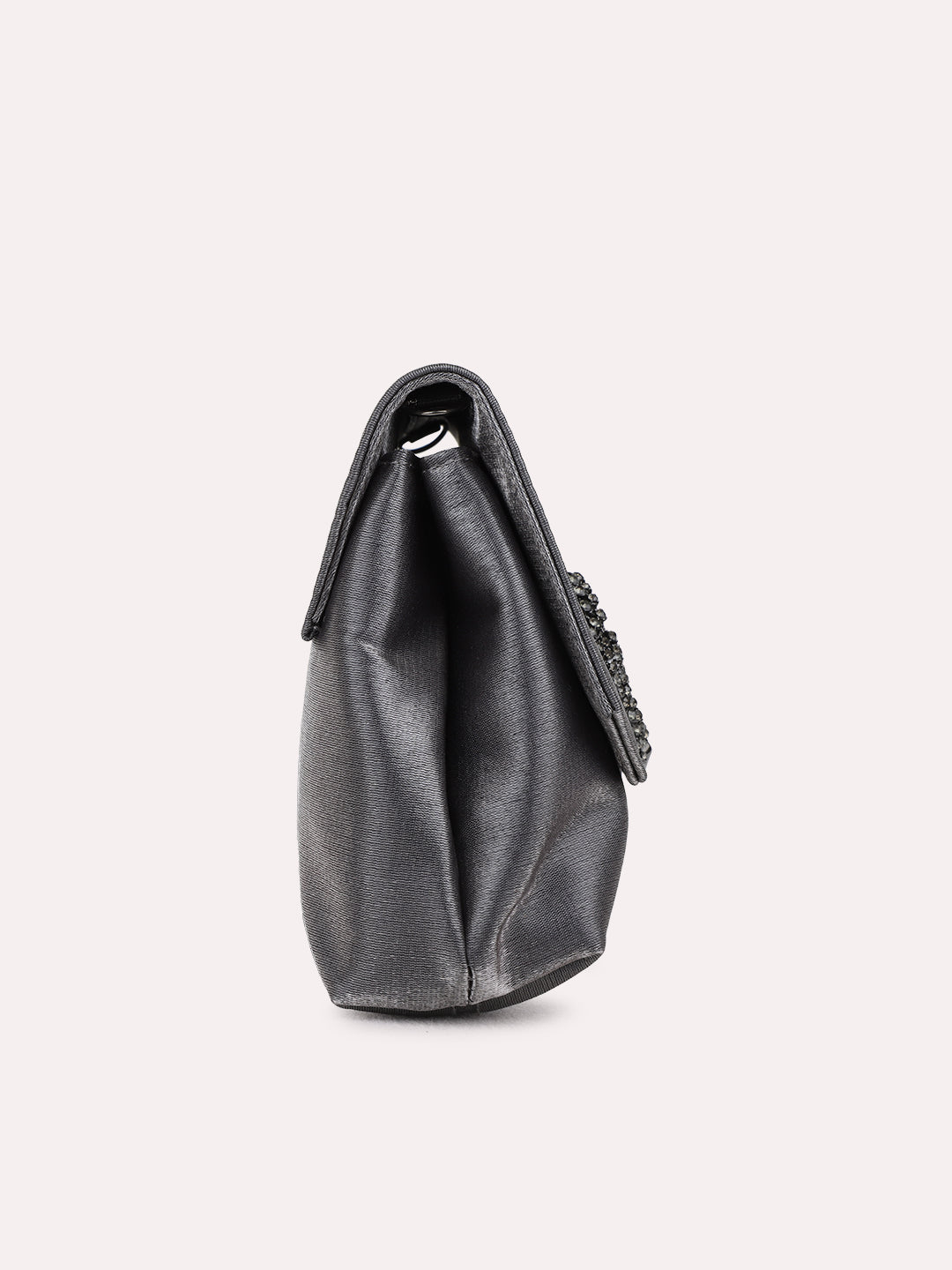 Womens Grey Clutches With Magnet Lock For Party Use