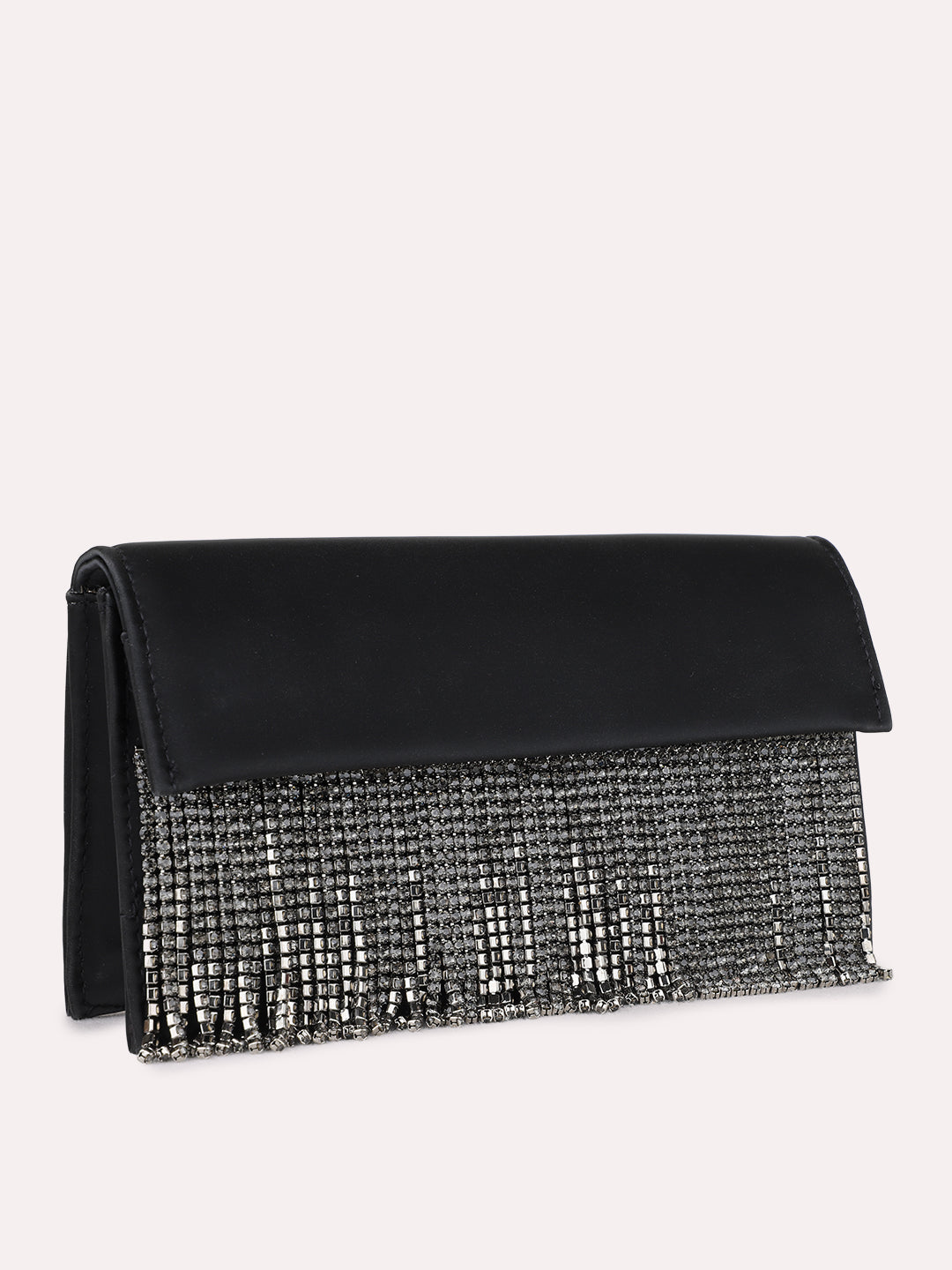 Womens Black Clutches With Magnet Lock For Party Use