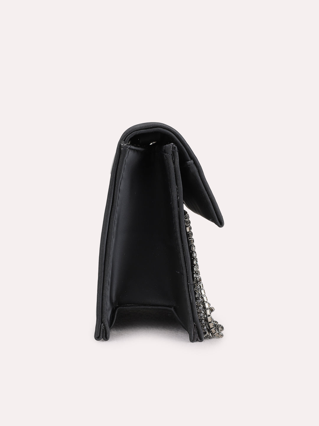 Womens Black Clutches With Magnet Lock For Party Use