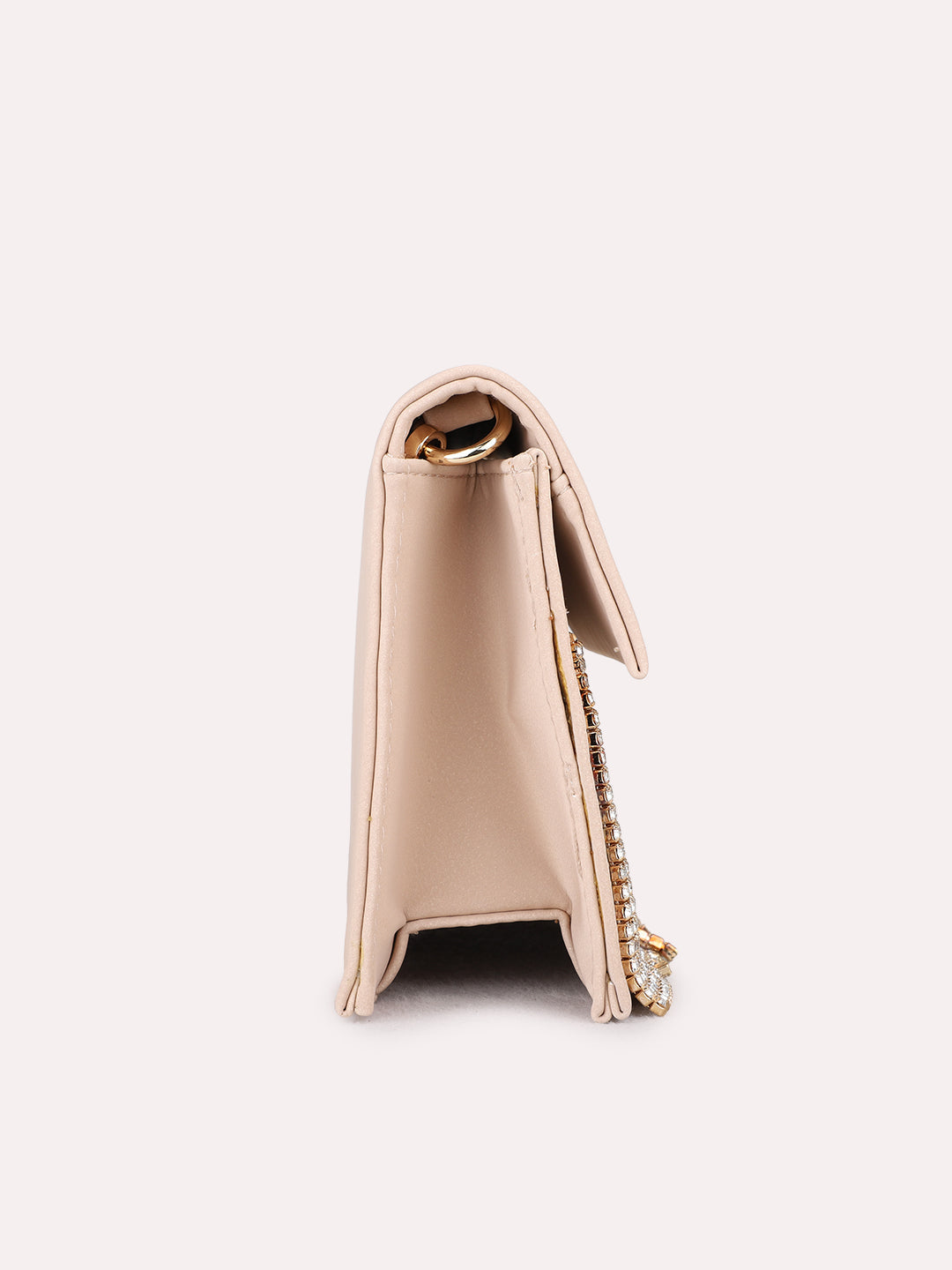 Womens Champagne Clutches With Magnet Lock For Party Use