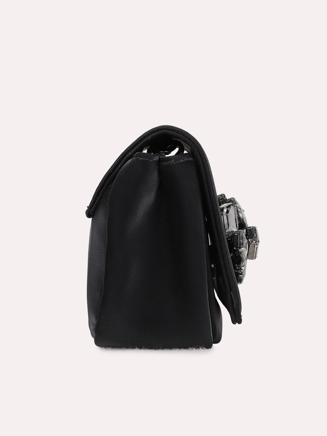 Womens Black Clutches With Magnet Lock For Party Use