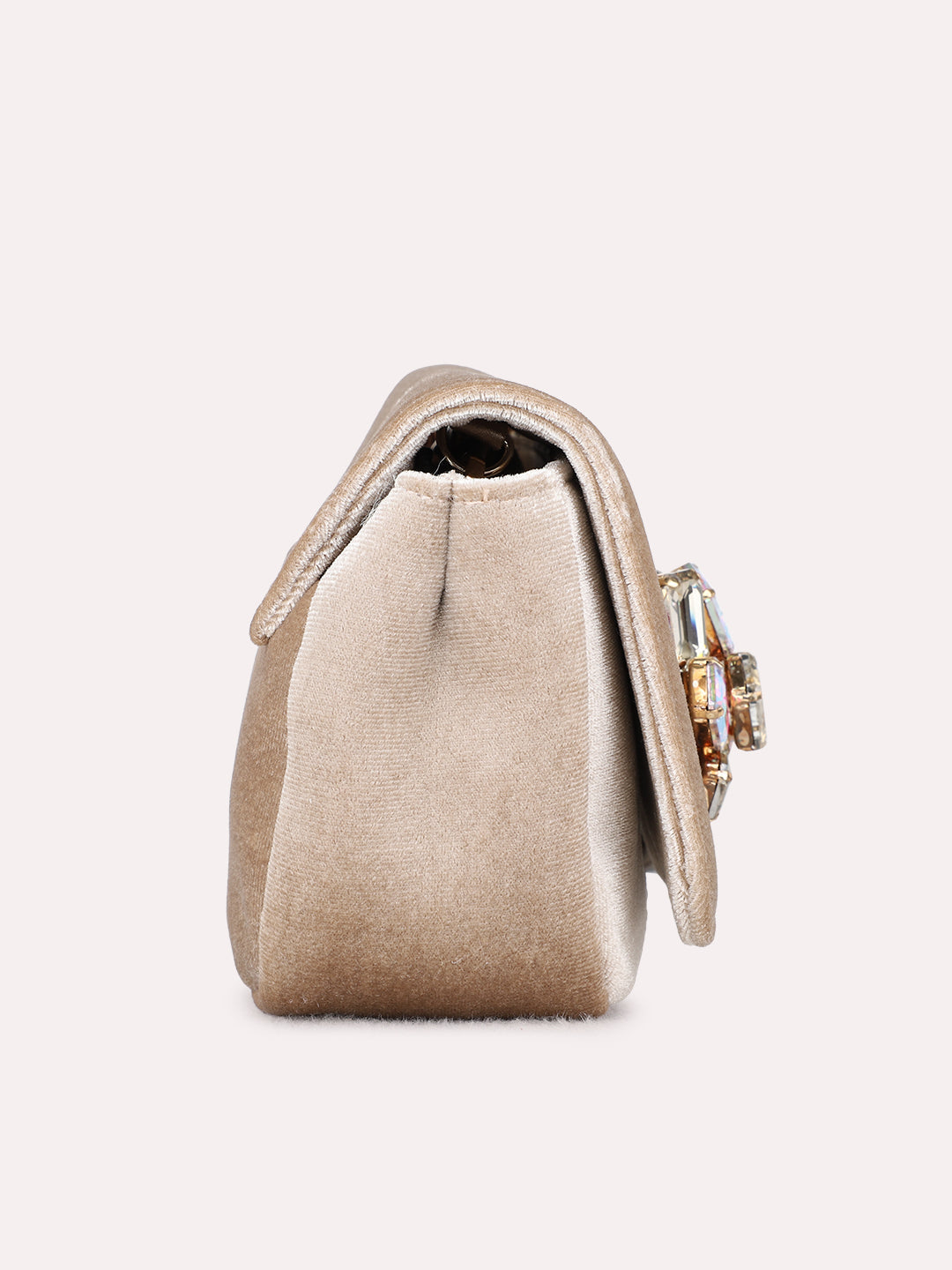 Womens Champagne Clutches With Magnet Lock For Party Use