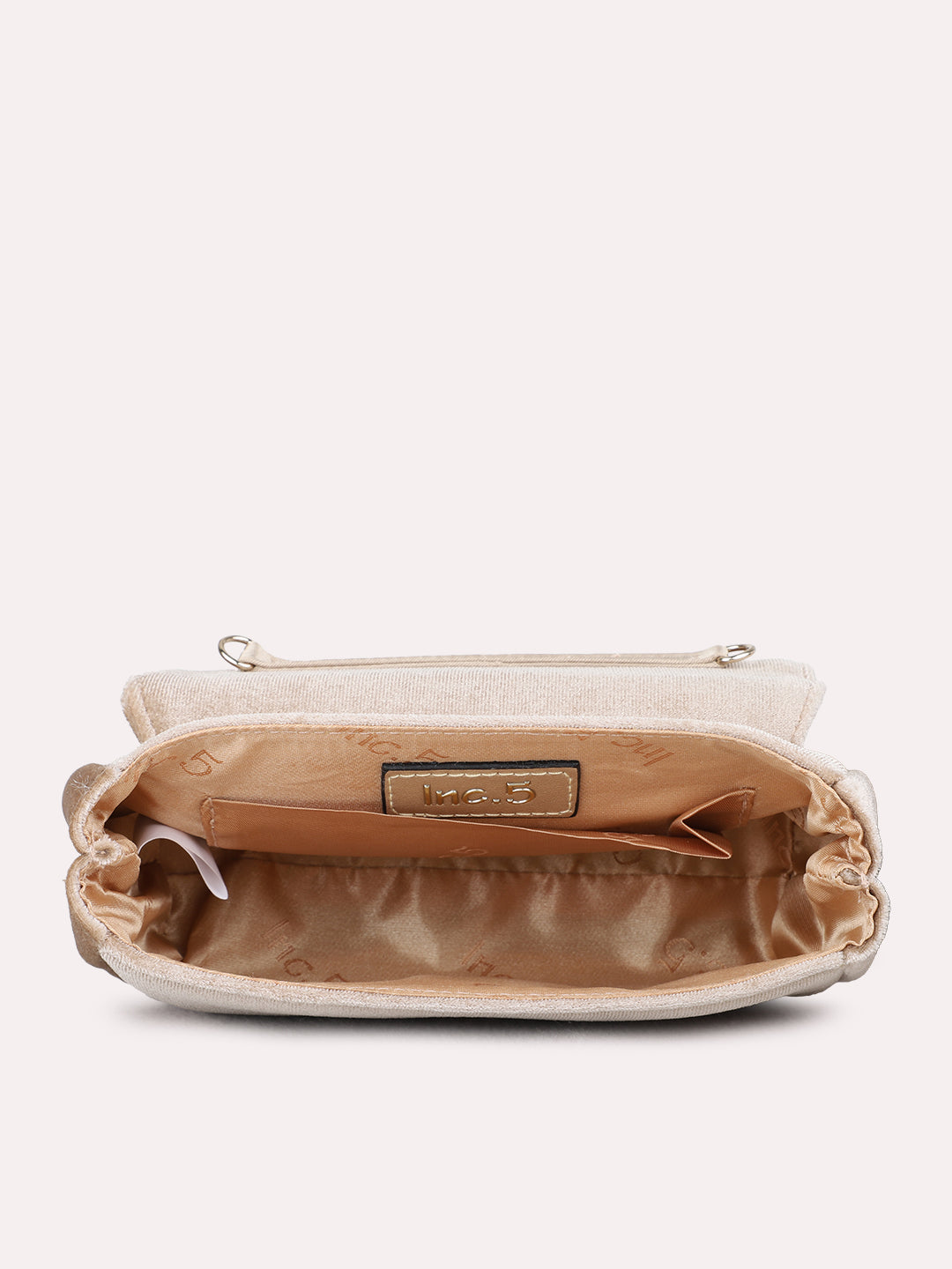 Womens Champagne Clutches With Magnet Lock For Party Use