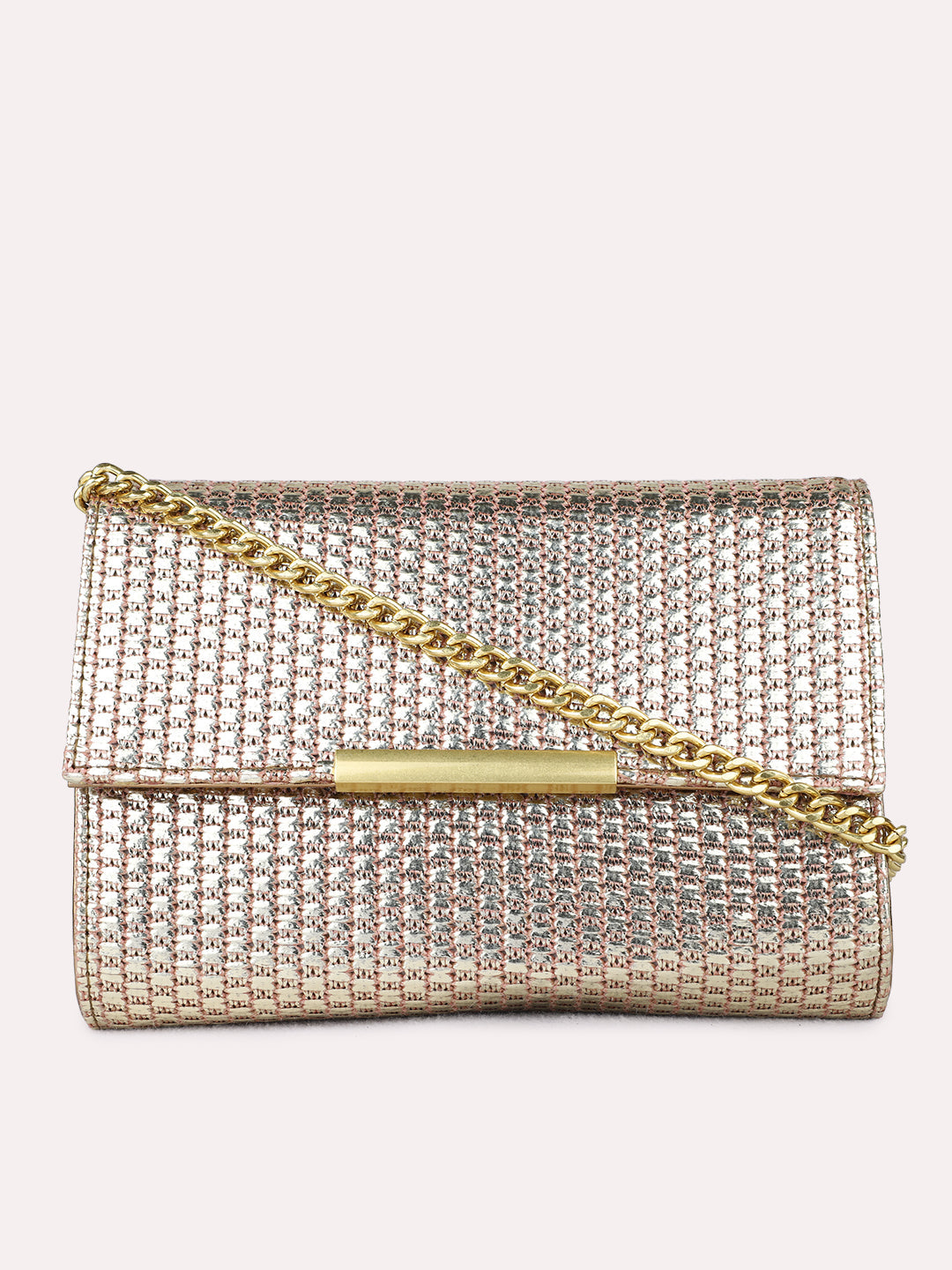 Womens Golden Clutches With Magnet Lock For Party Use