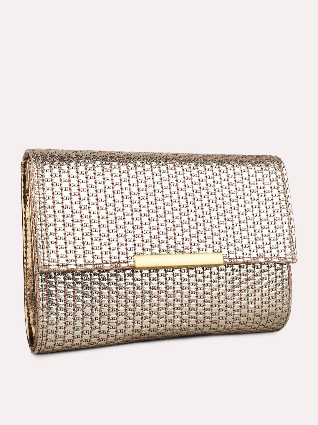 Womens Golden Clutches With Magnet Lock For Party Use