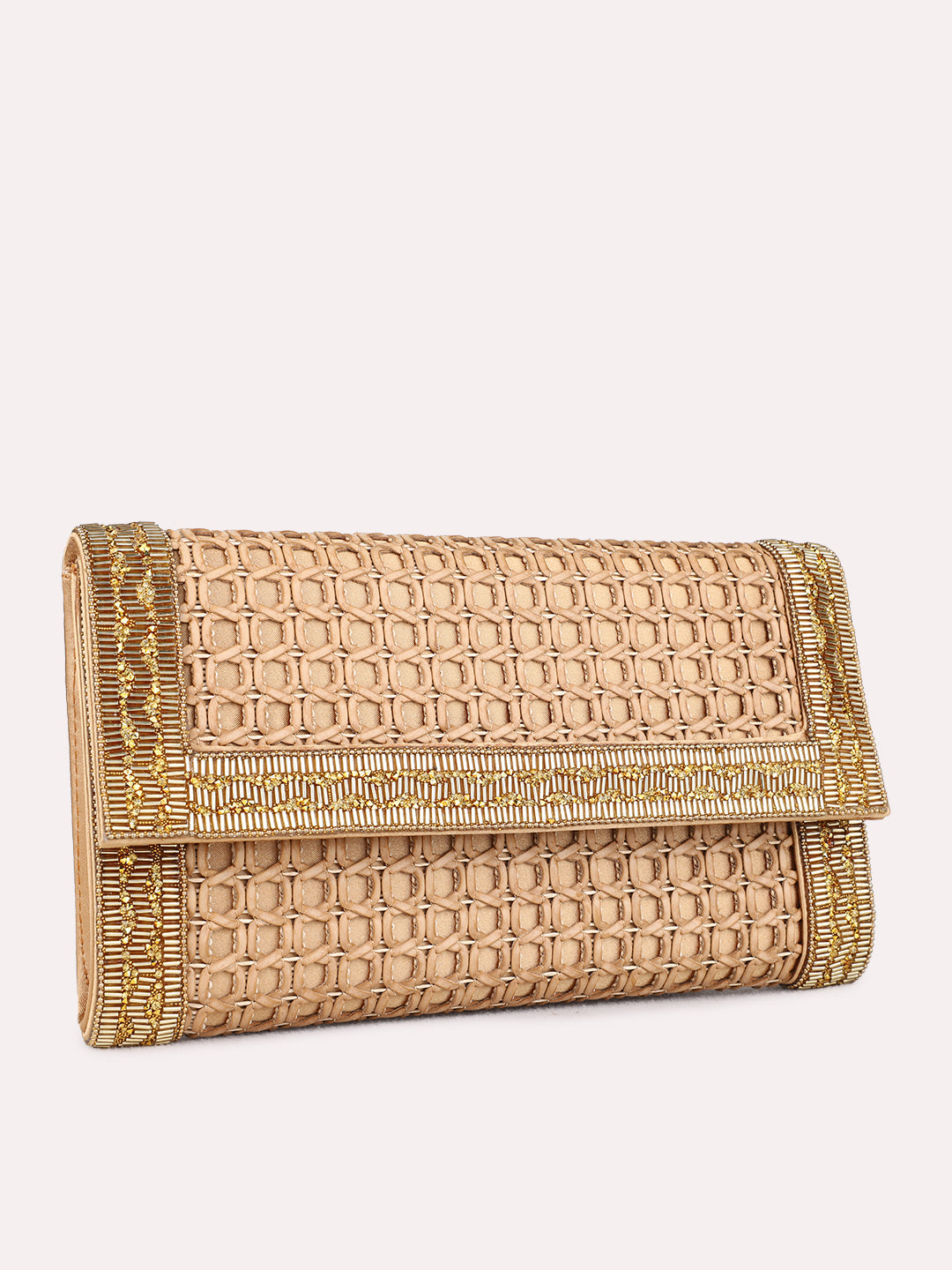 Womens Brown Clutches With Magnet Lock For Party Use