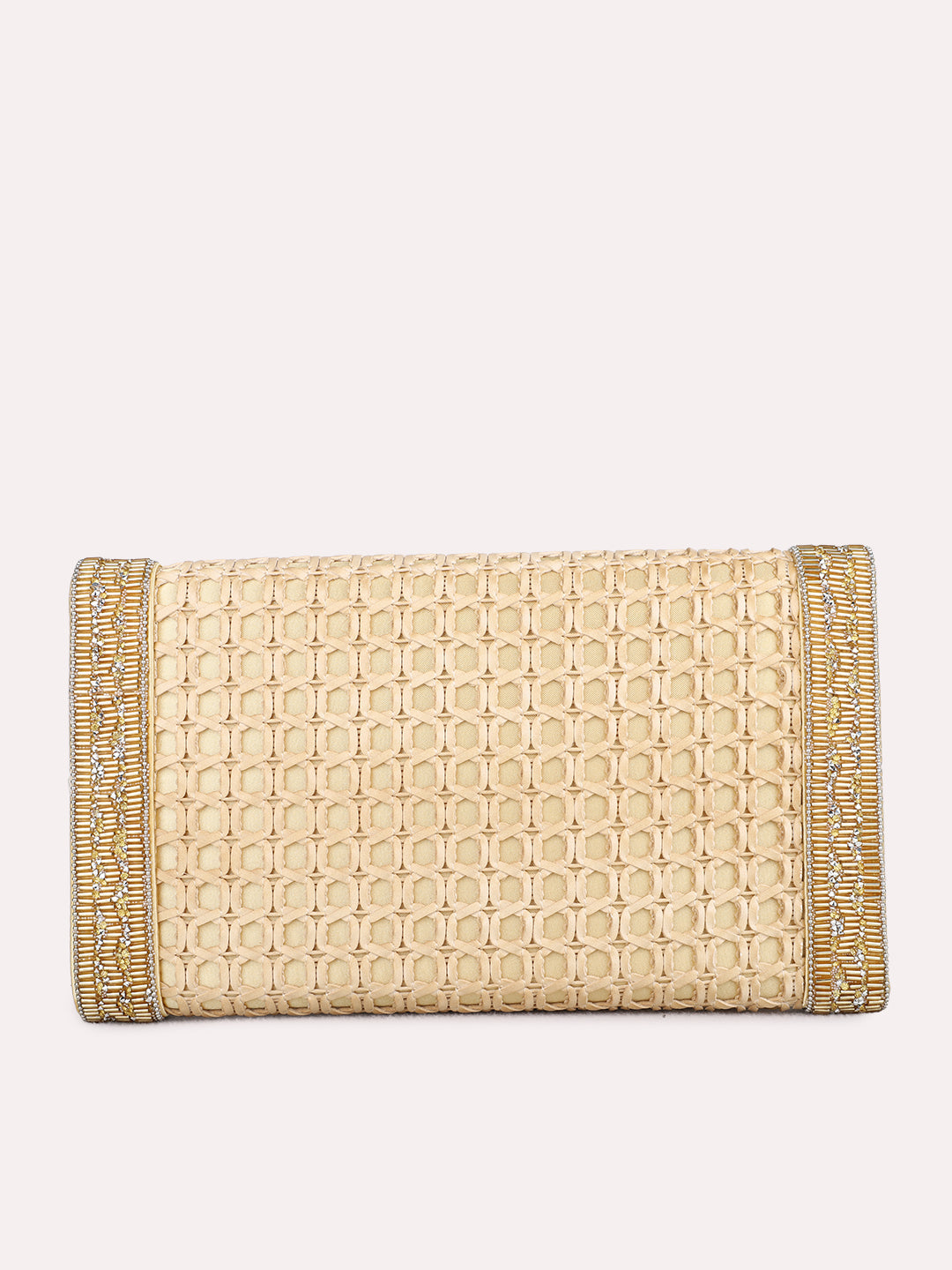 Womens Golden Clutches With Magnet Lock For Party Use