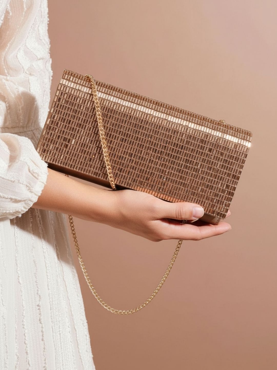 Women Antique Embellished Clutch Bag With Magnet Lock For Party