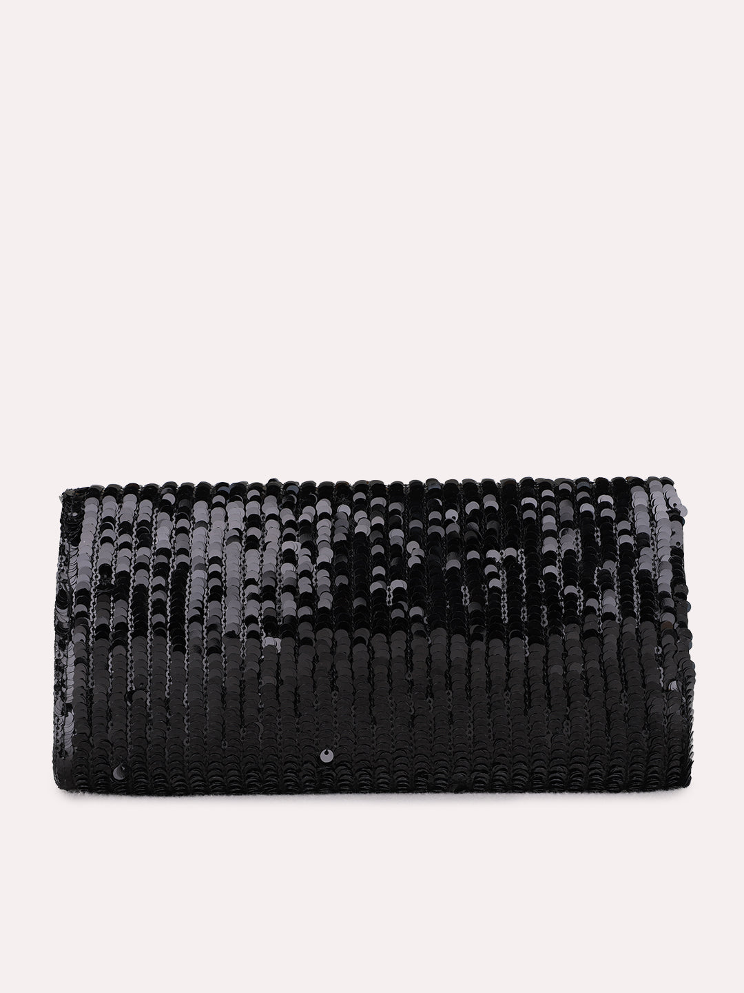 Women Black Embellished Pattern Clutch Bag With Magnet Lock For Party