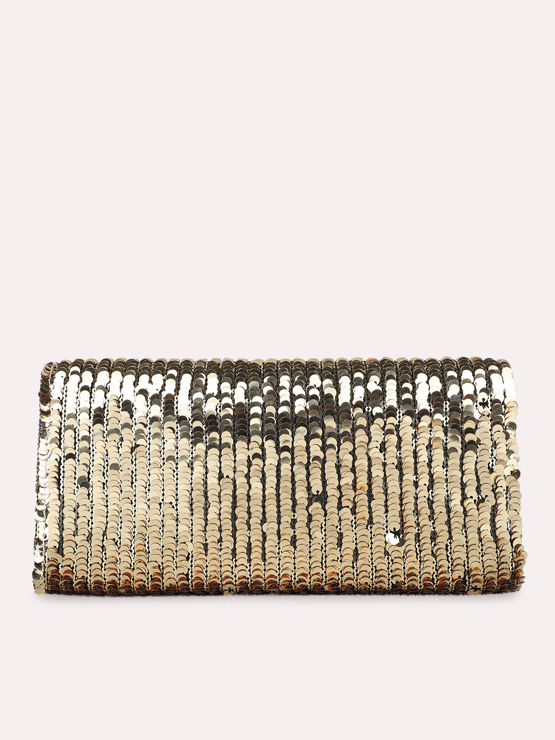 Women Golden Embellished Pattern Clutch Bag With Magnet Lock