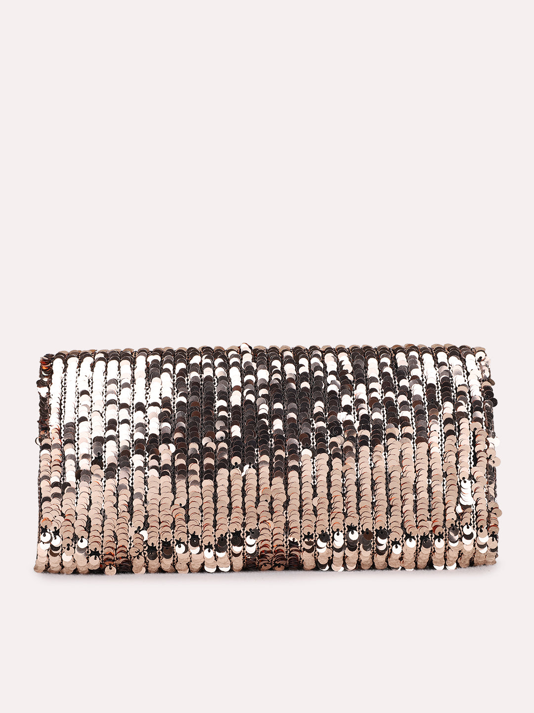 Women Rose Gold Embellished Clutch Bag With Magnet Lock For Party