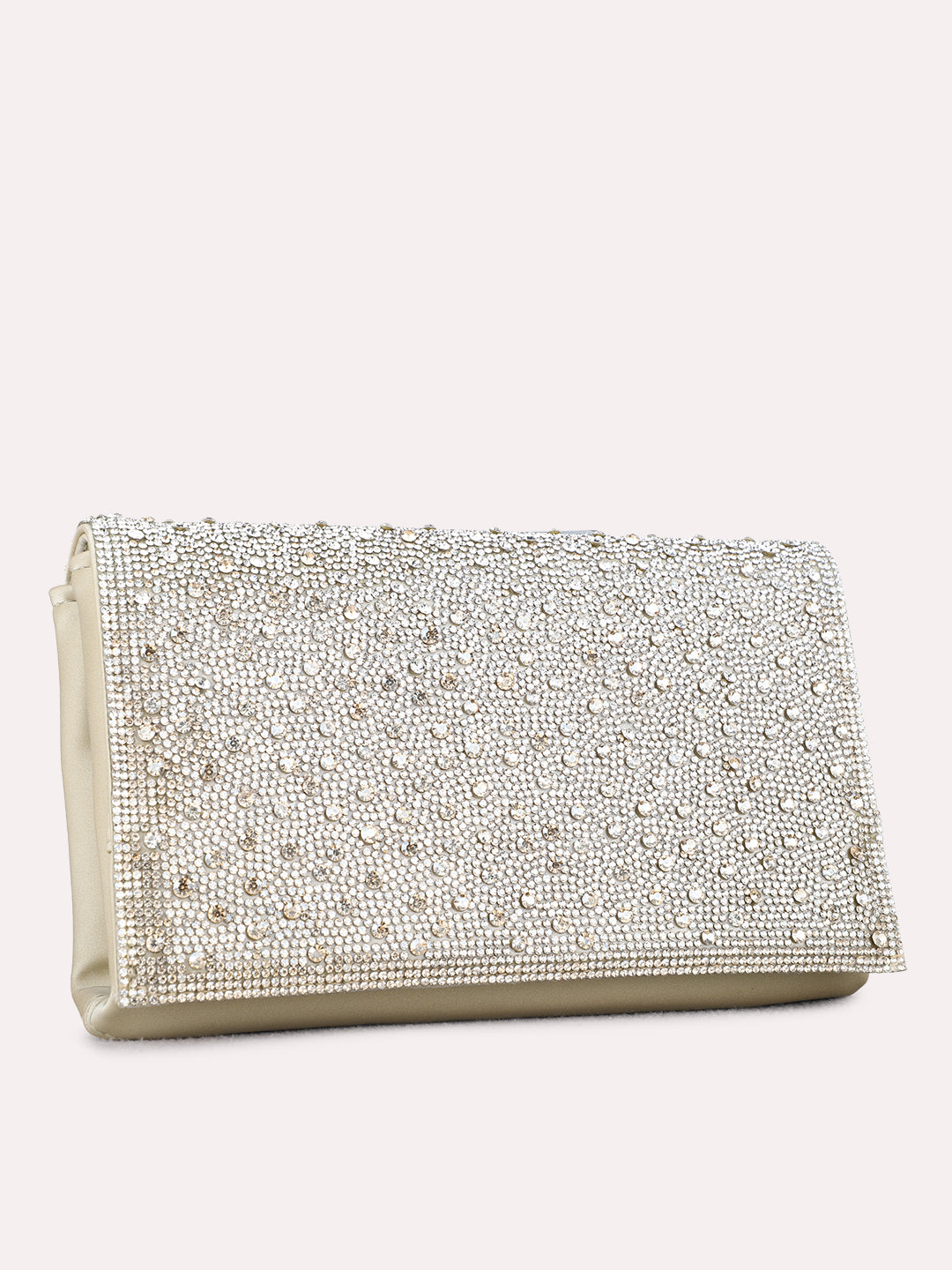 Women Golden Embellished Pattern Clutch Bag With Magnet Lock For Party