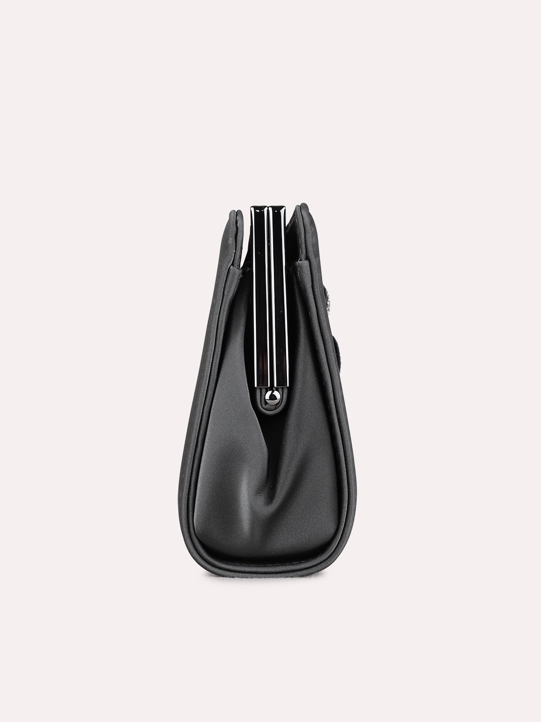 Women Grey Embellished Sling Bag With Push Lock For Party