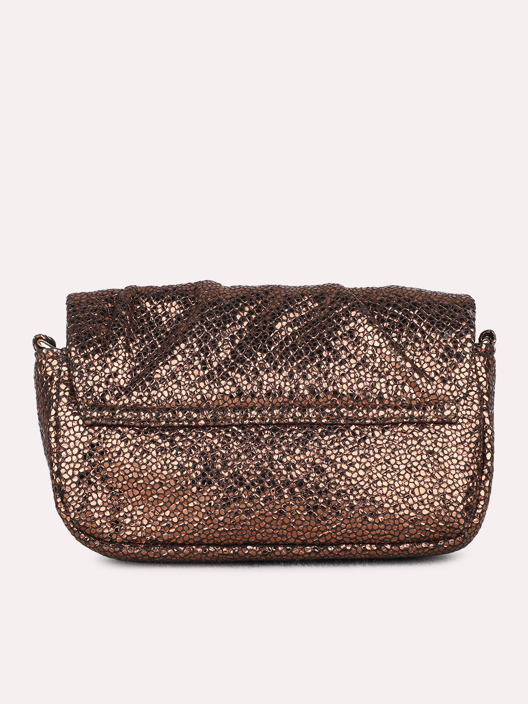 Women Bronze Embellished Sling Bag With Magnet Lock For Party