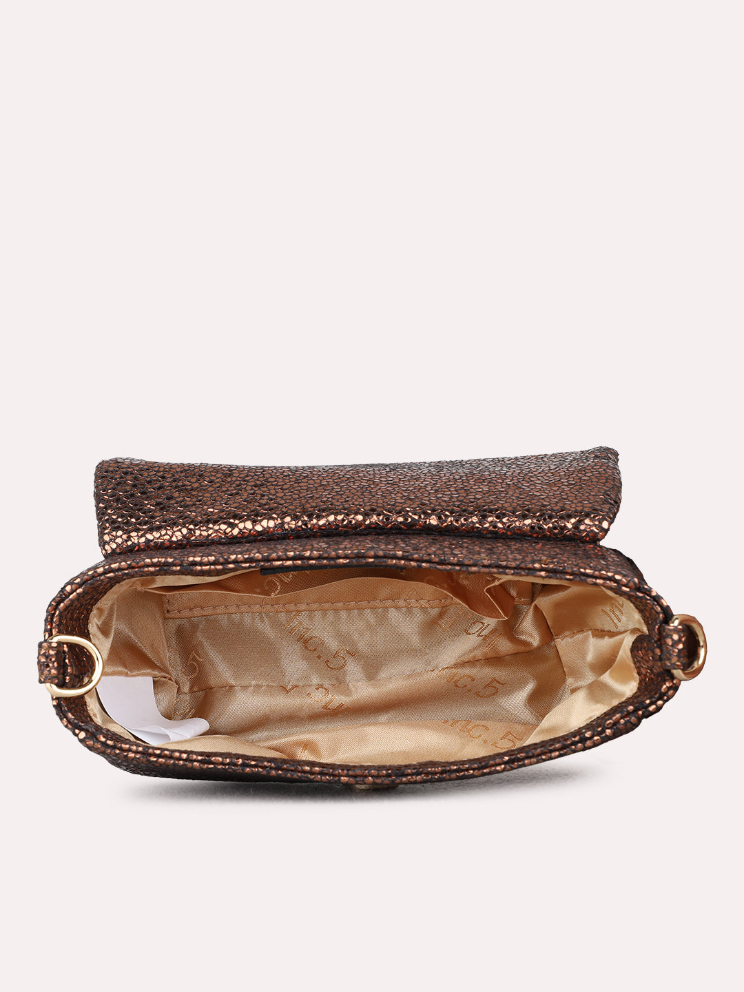 Women Bronze Embellished Sling Bag With Magnet Lock For Party