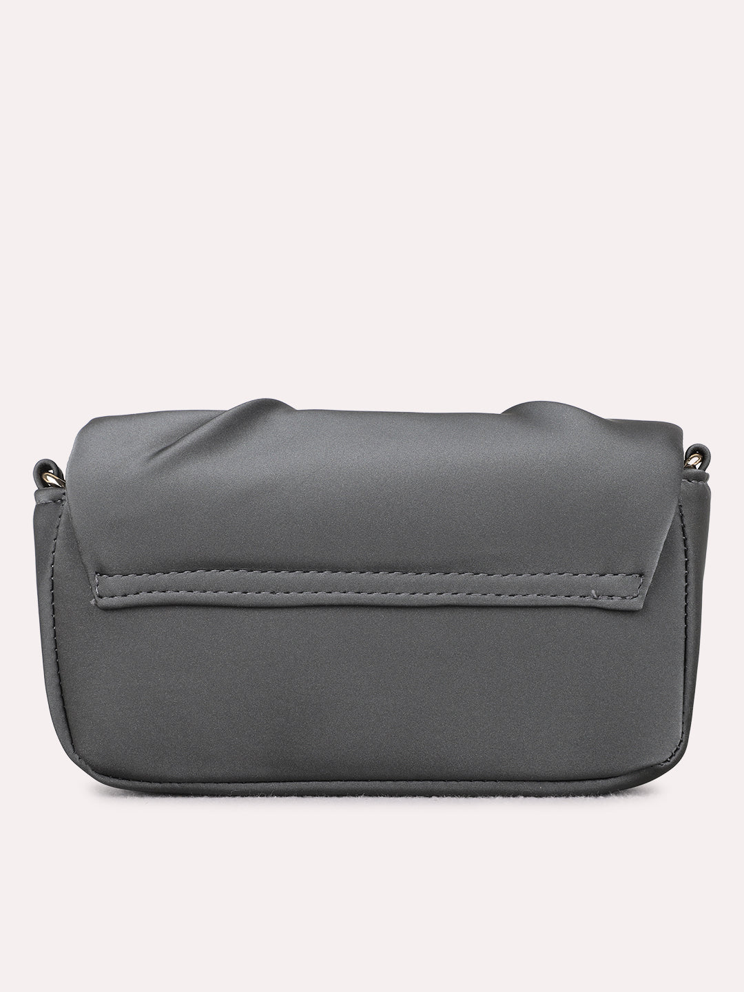 Women Grey Embellished Sling Bag With Magnet Lock