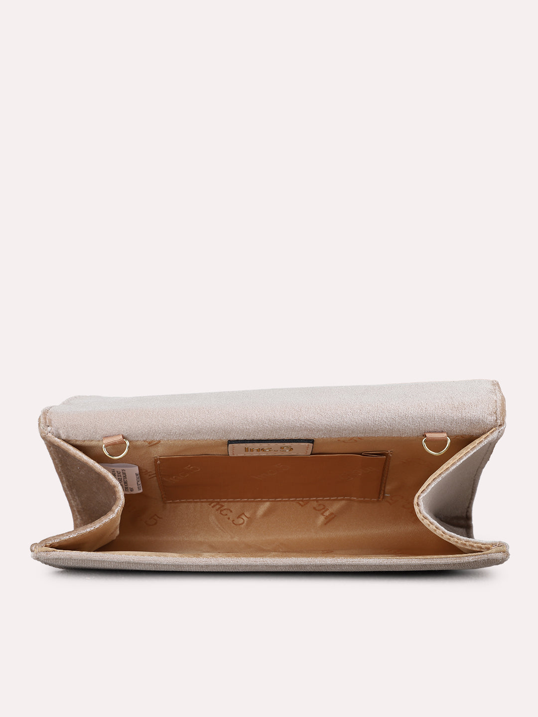 Women Golden Embellished Clutch Bag With Magnet Lock For Party