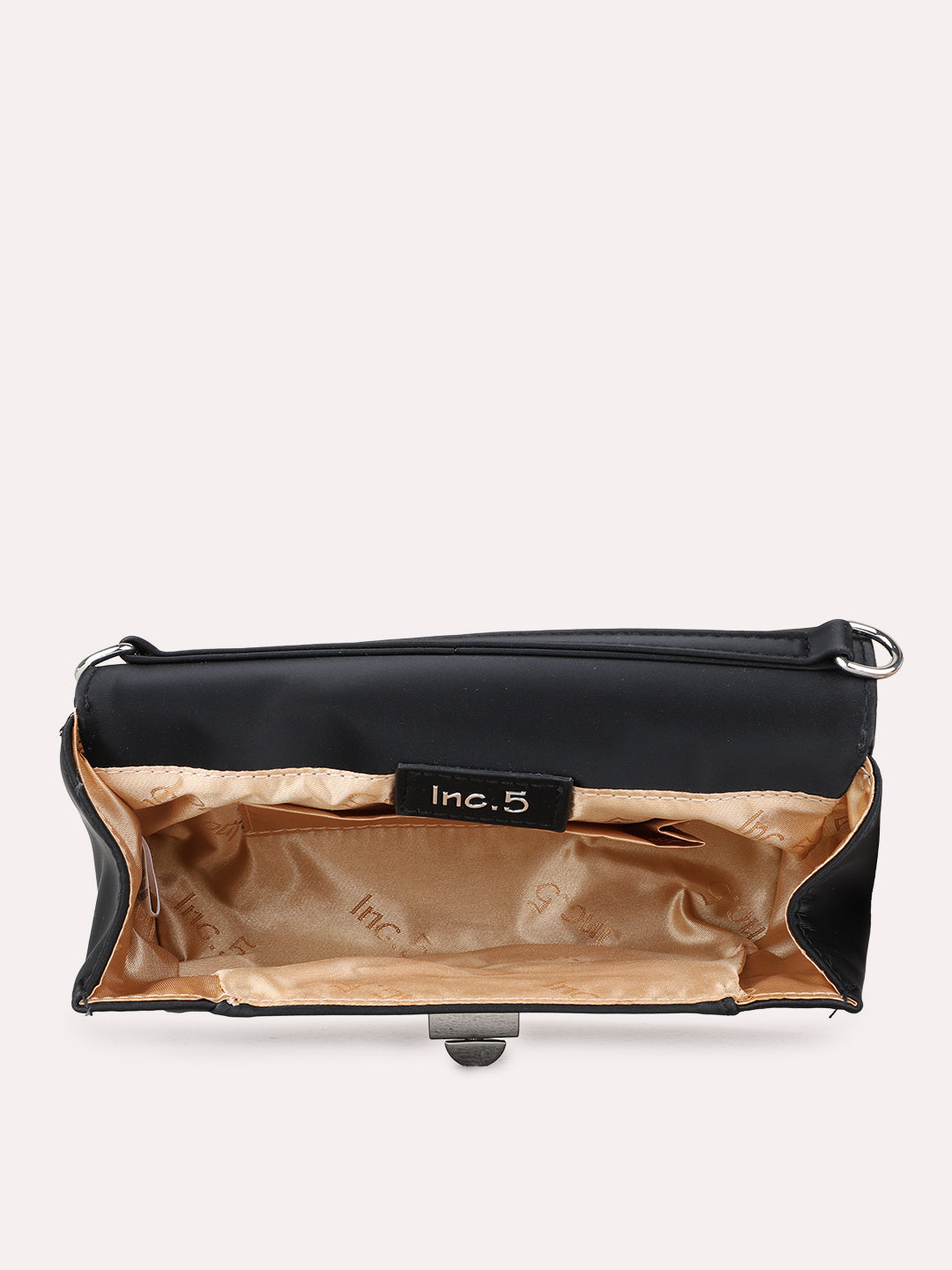 Women Black Solid Sling Bag With Twist Lock For Party
