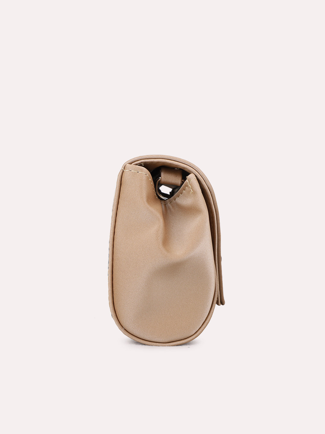 Women Golden Solid Sling Bag With Twist Lock For Party