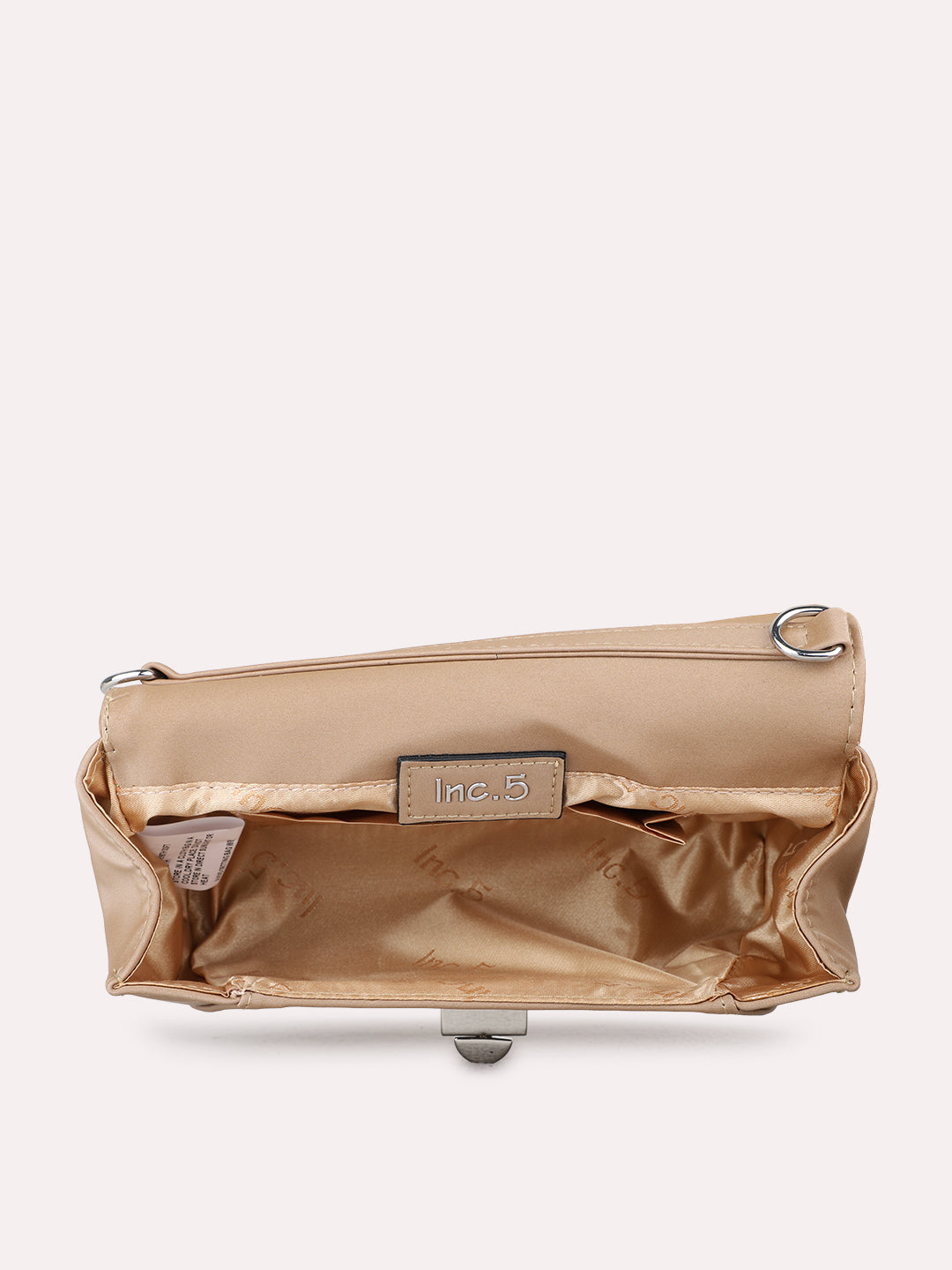 Women Golden Solid Sling Bag With Twist Lock For Party