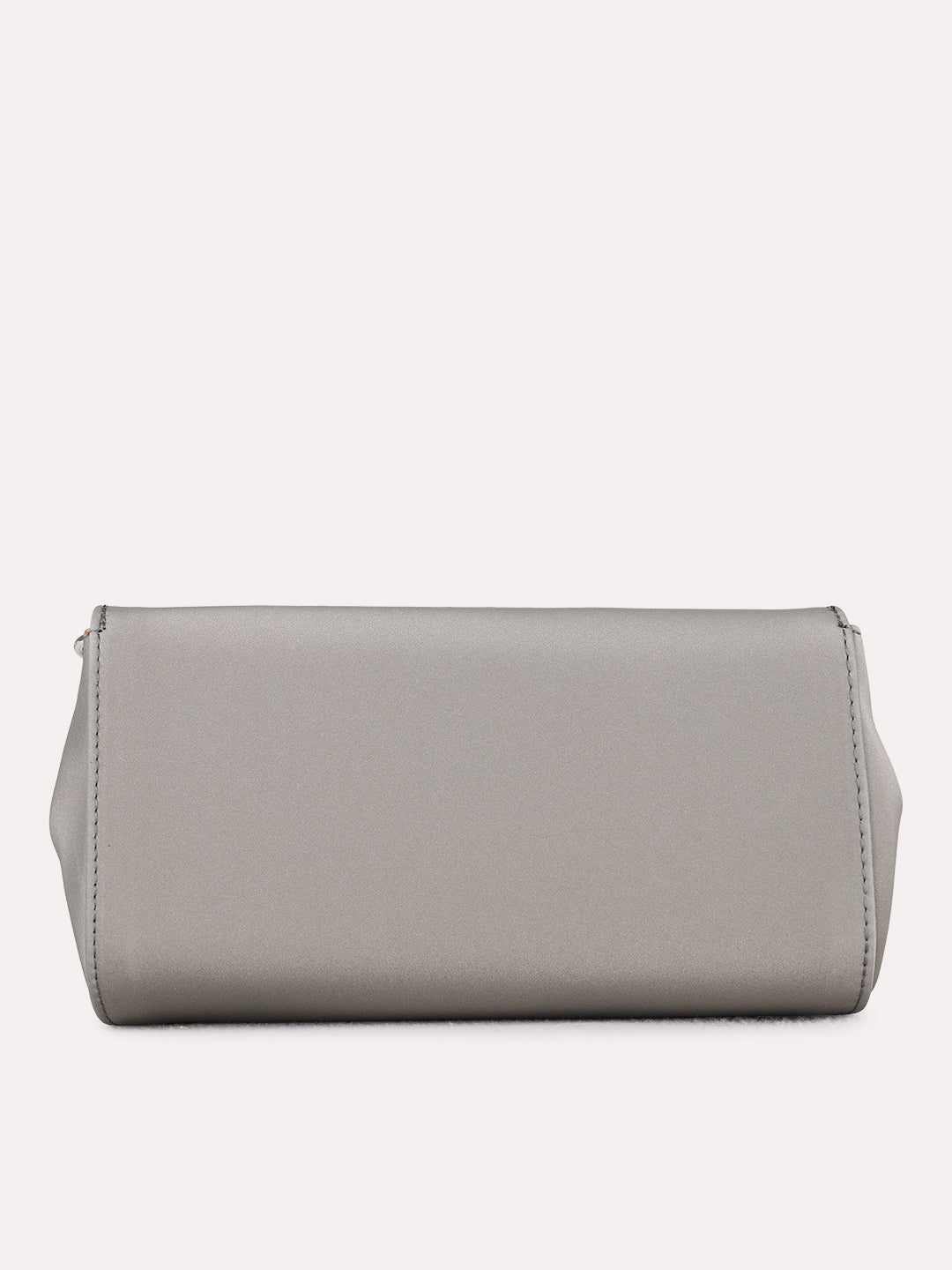 Women Grey Solid Sling Bag With Twist Lock For Party