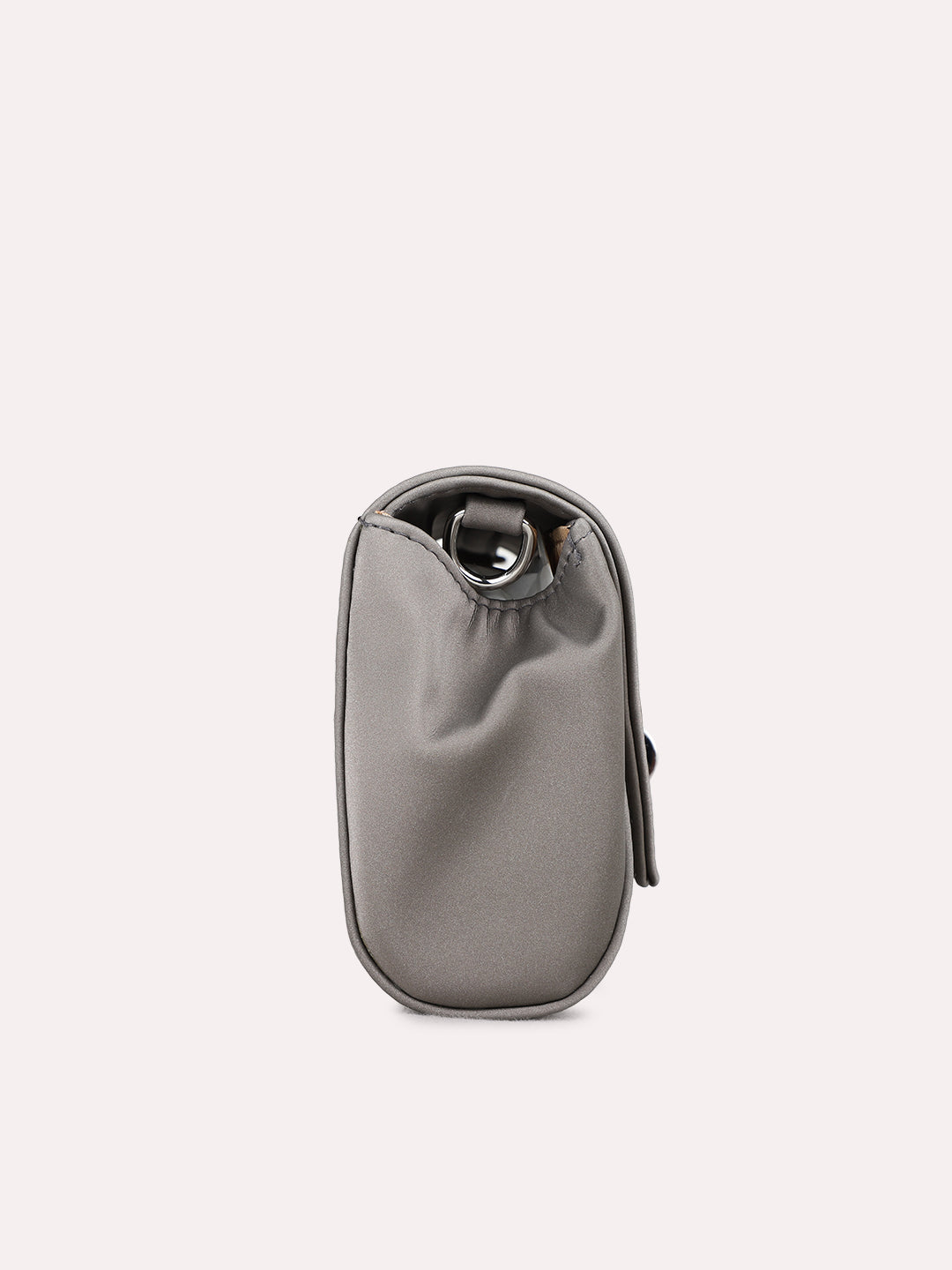 Women Grey Solid Sling Bag With Twist Lock For Party