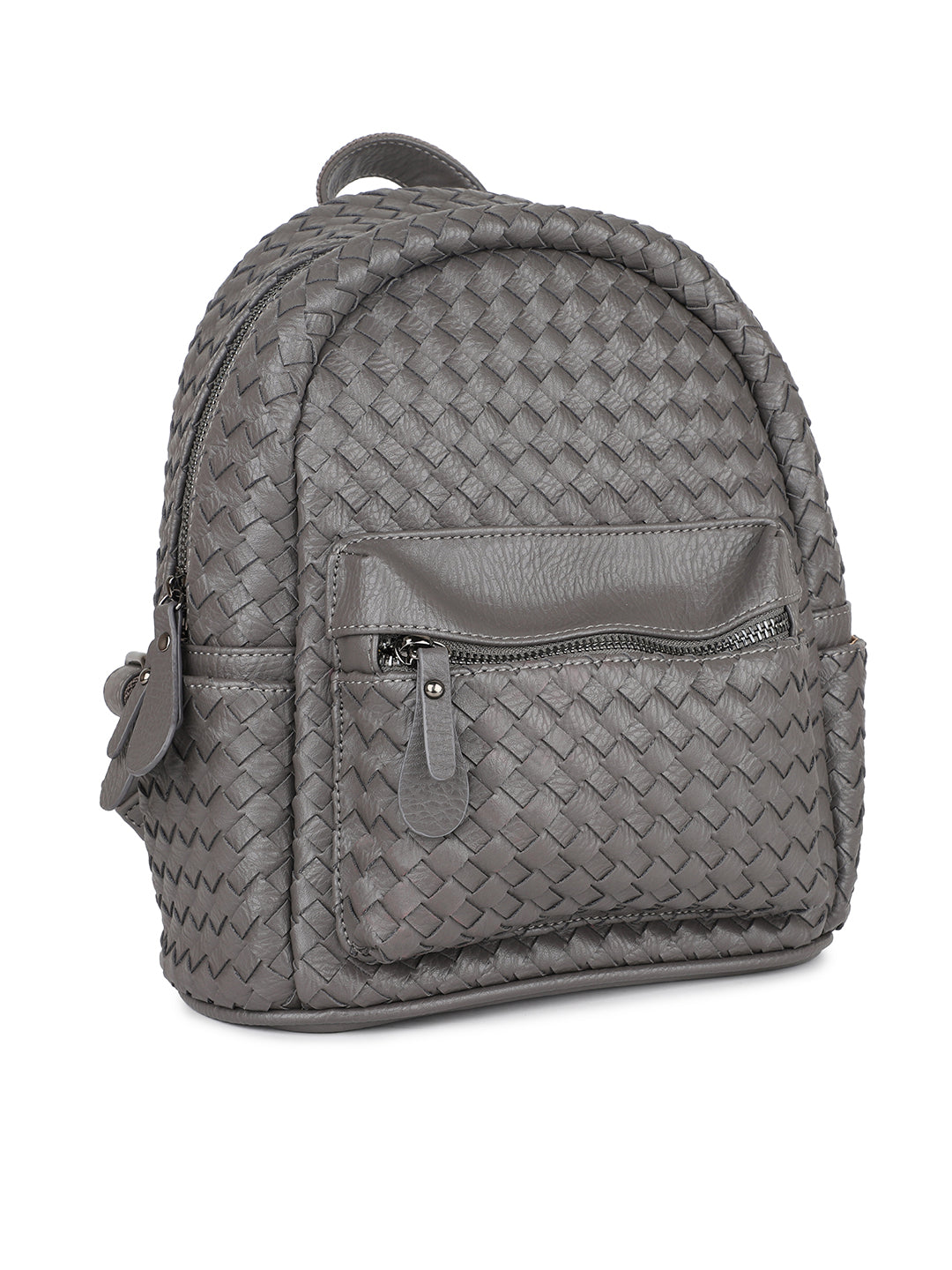 Women Grey Textured Mini Backpack