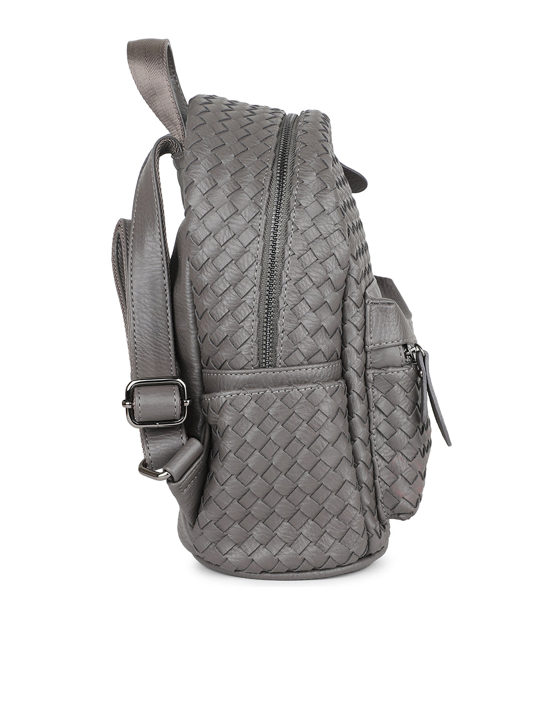 Women Grey Textured Mini Backpack