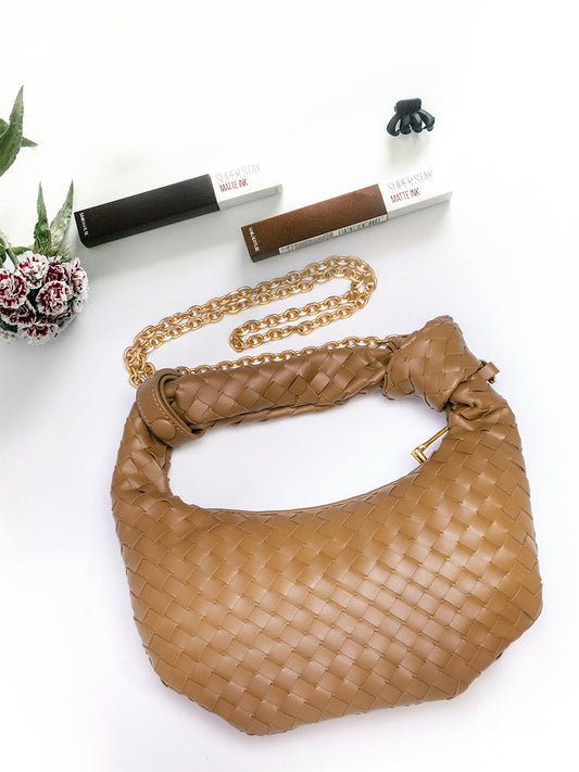 Women Khaki Textured Structured Hobo Bag