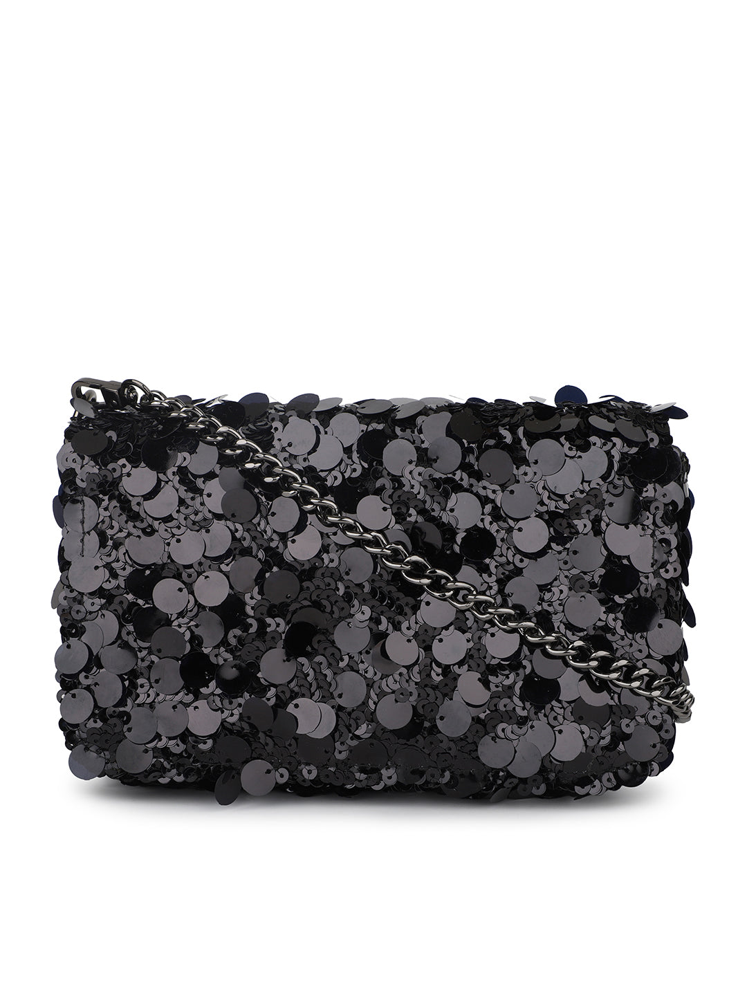 Buy Now Women Black Embellished Foldover Clutch