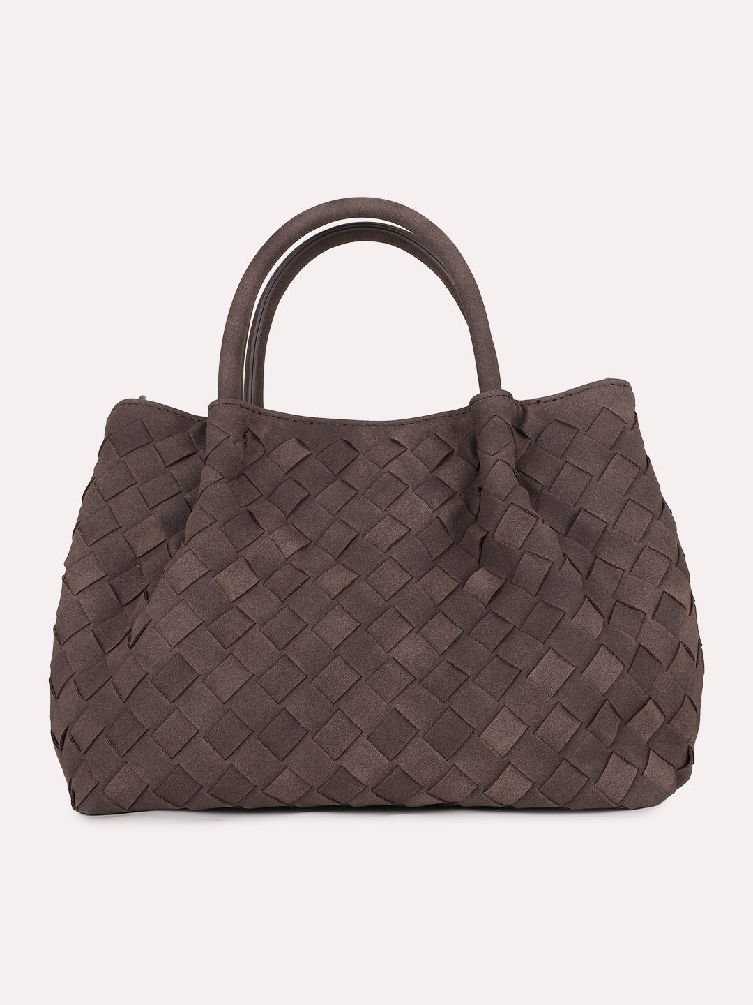 Womens Brown Casual Textured Handbag With Zipper