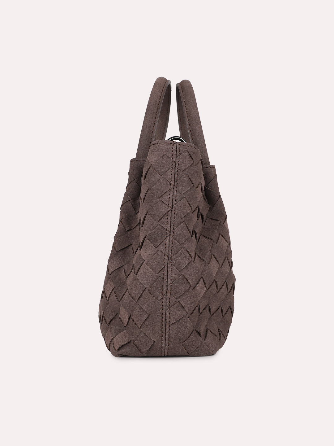 Womens Brown Casual Textured Handbag With Zipper