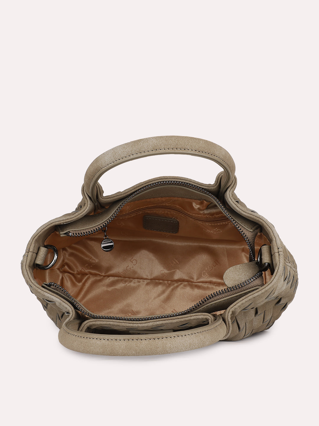 Womens Olive Casual Textured Handbag With Zip Lock